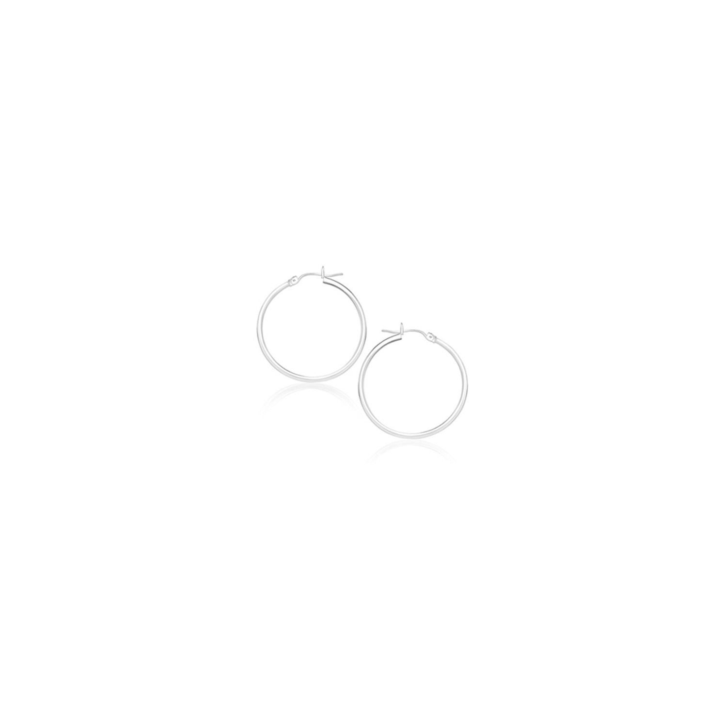 14k White Gold Polished Hoop Earrings
