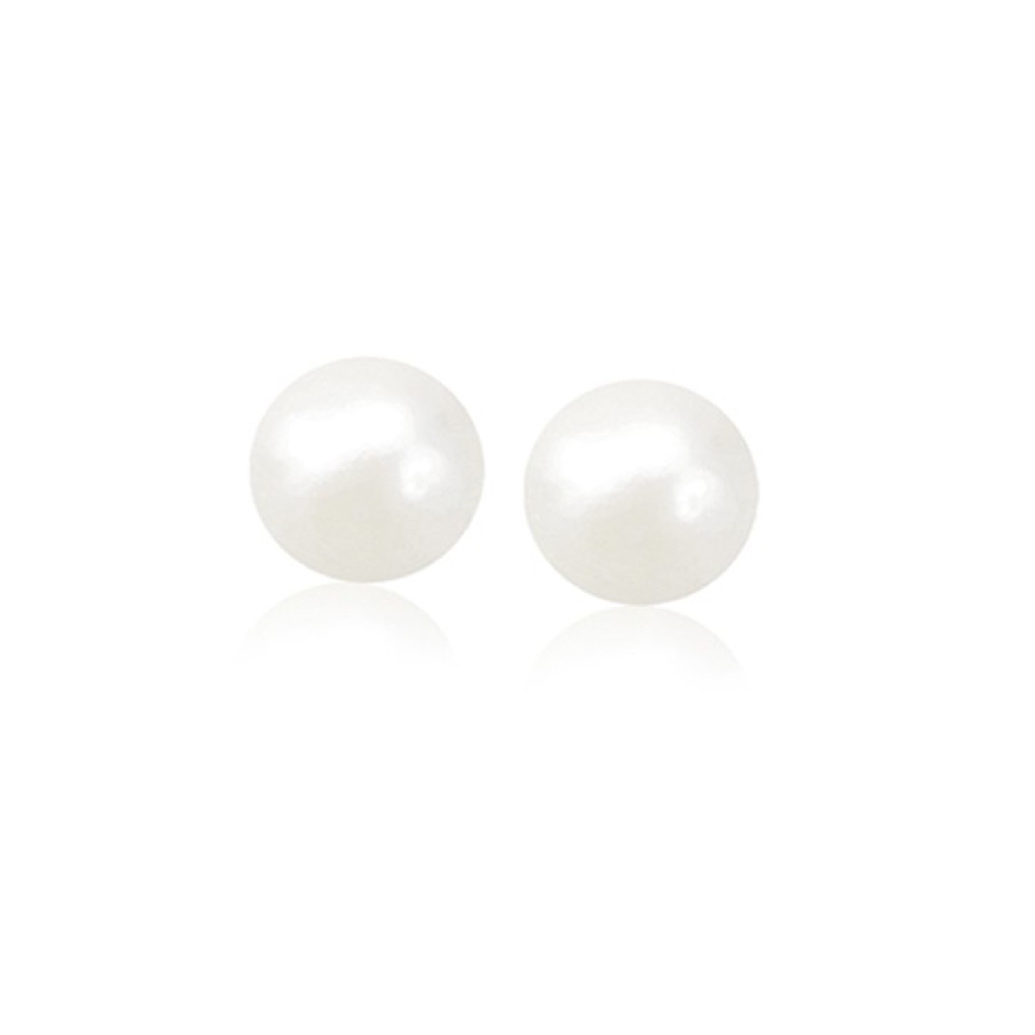 14k Yellow Gold Freshwater Cultured White Pearl Stud Earrings