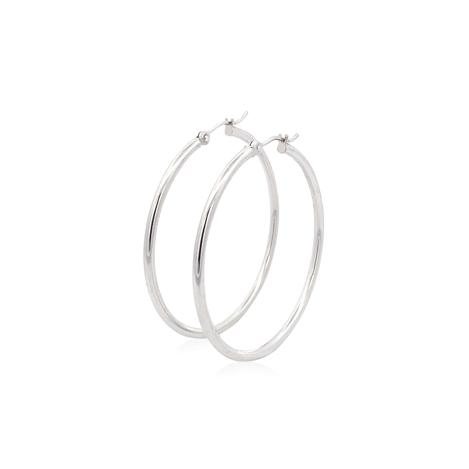 14k White Gold Polished Hoop Earrings