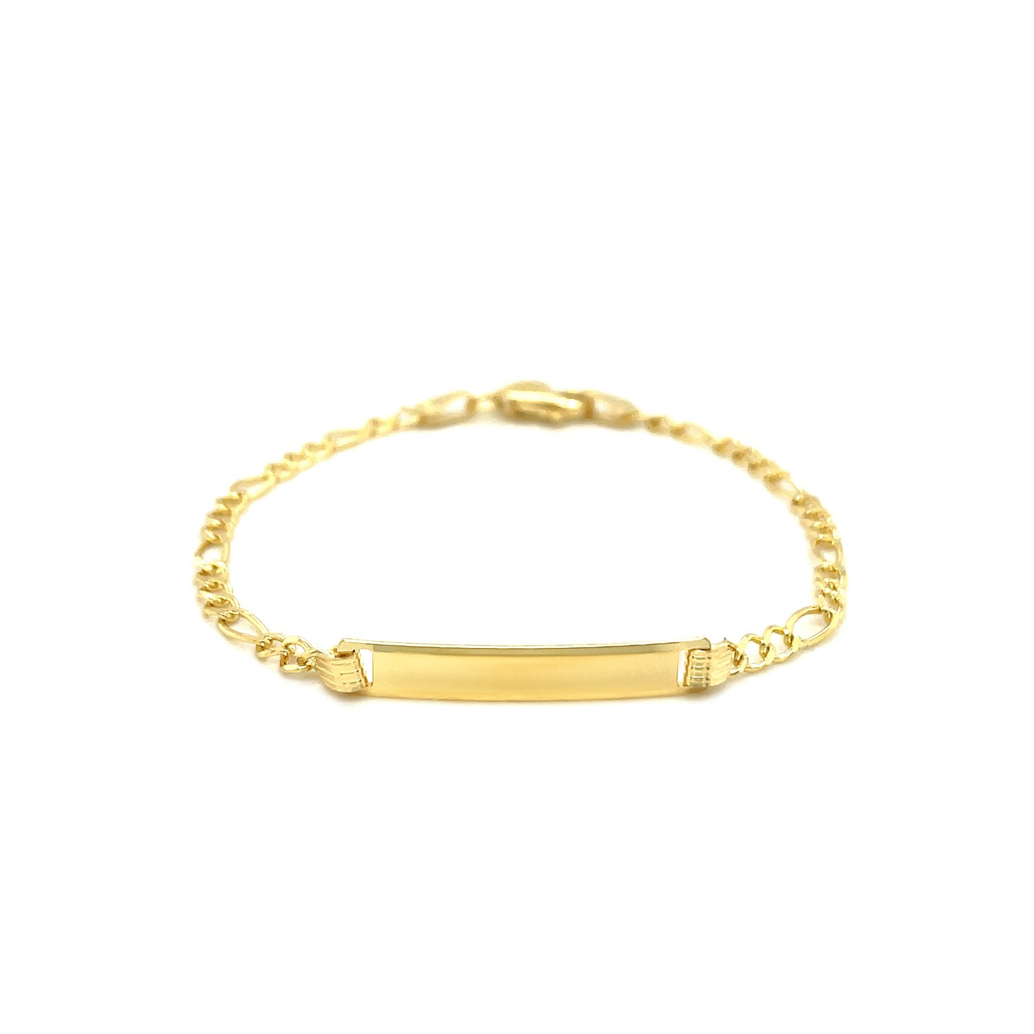Bracelet d'identité pour enfants à maillons Figaro en or jaune 14K ct
