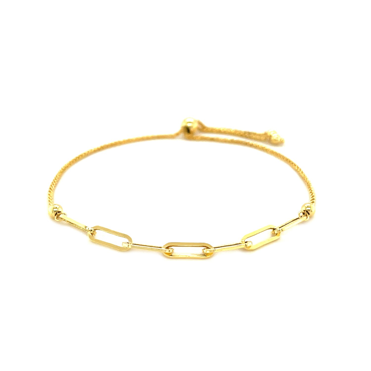 Bracelet ajustable en or jaune 14K ct avec chaîne à trombones