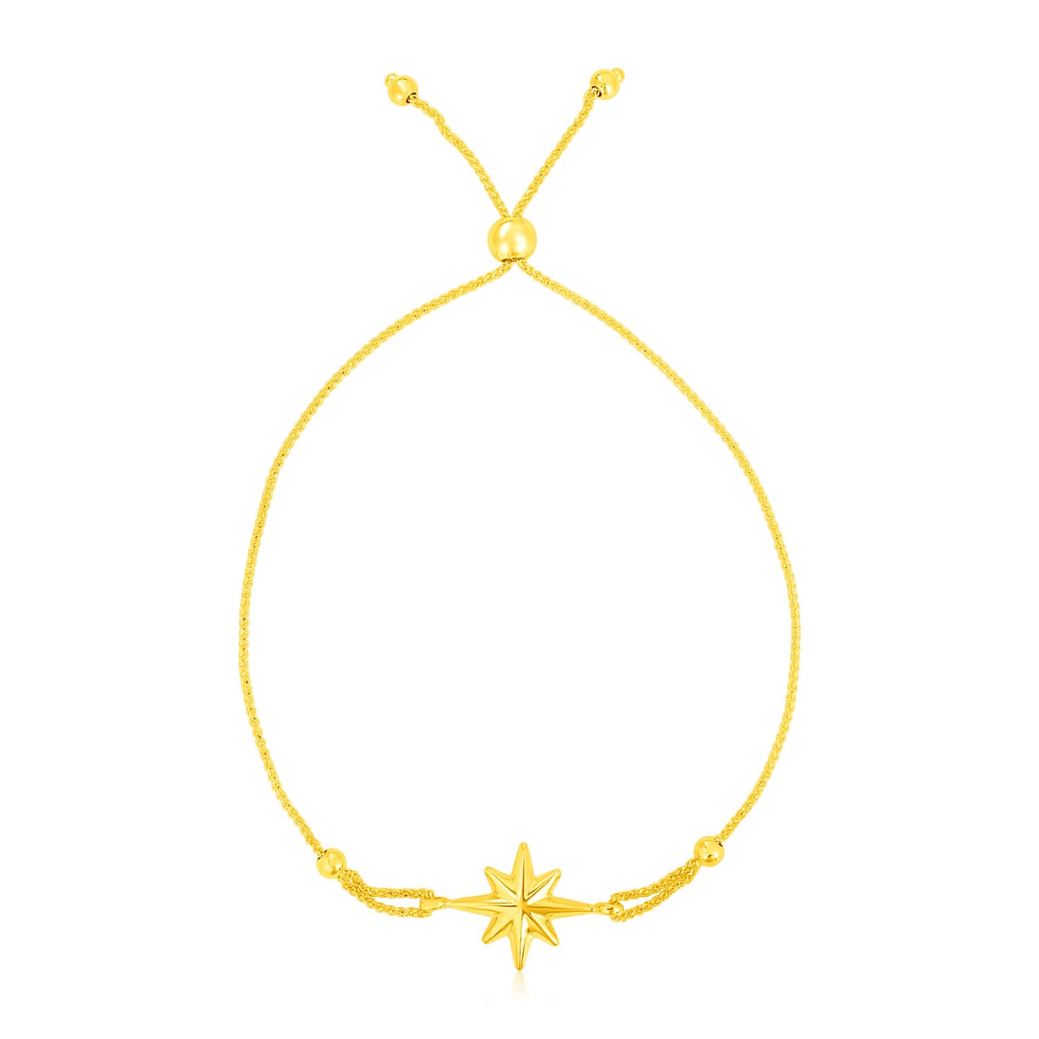 Bracelet ajustable en or jaune 14K ct avec étoile