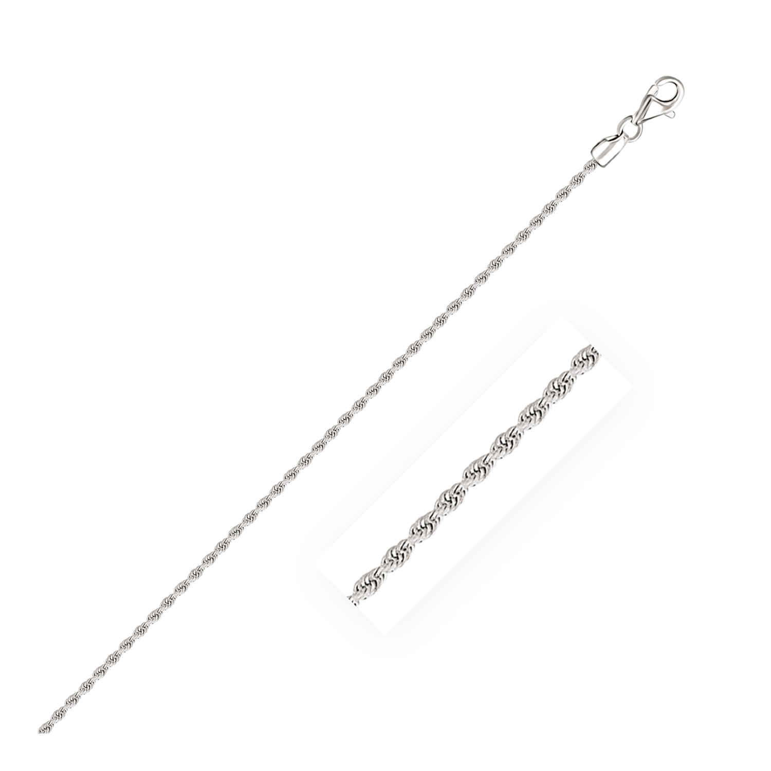 Bracelet maille corde en or blanc 14k ct à taille diamant de 2,0&nbsp;mm