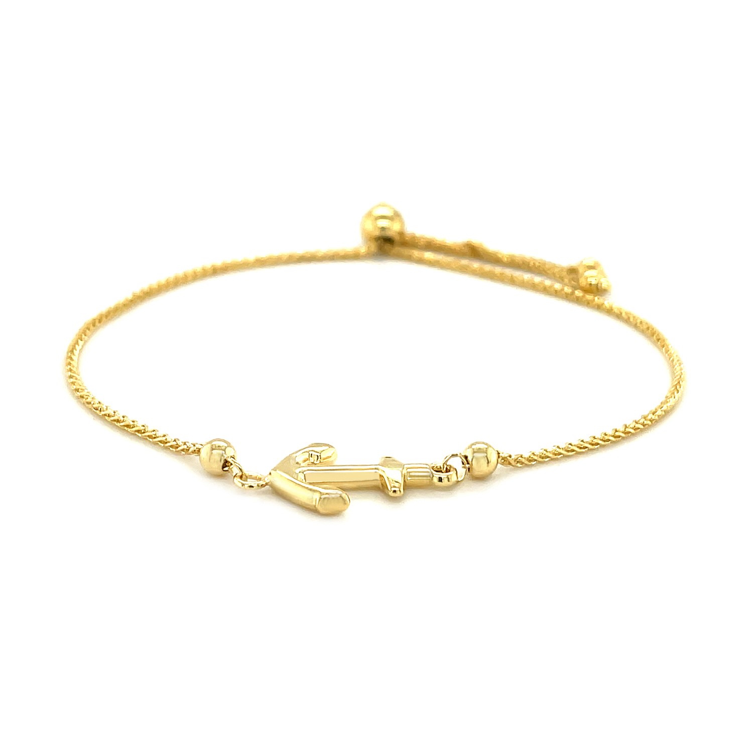 Bracelet Lariat ajustable à ancre en or jaune 14K ct