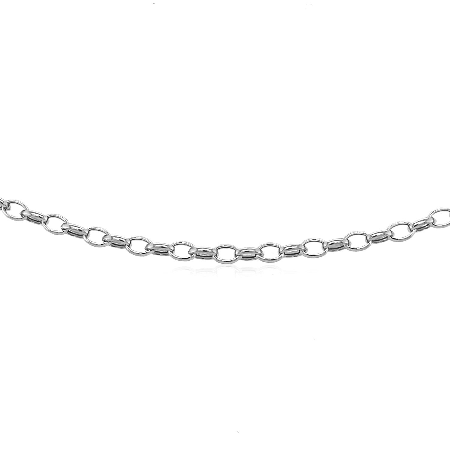Bracelet avec breloque ovale en or blanc 14k ct d'3,2 mm
