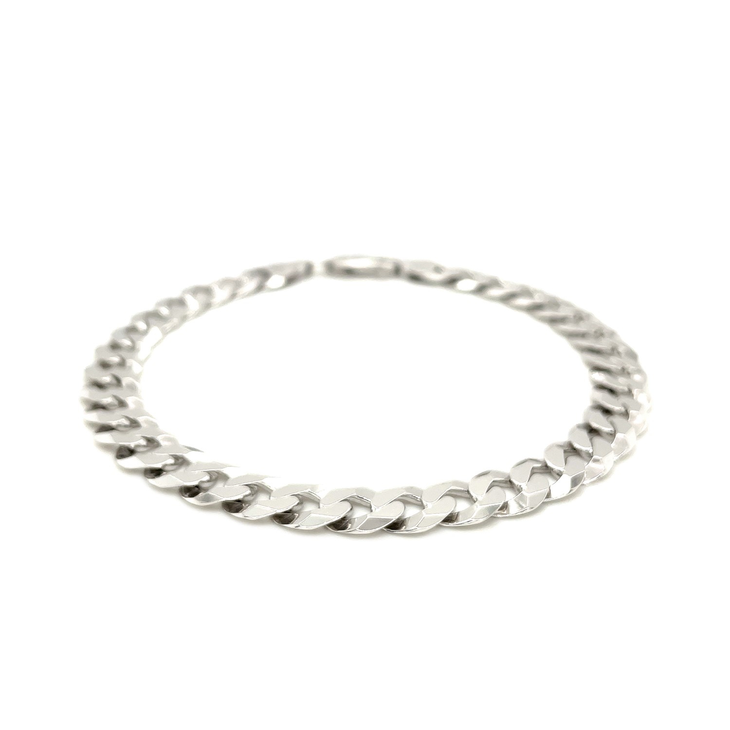 Bracelet 7,9 mm en argent sterling plaqué rhodium style gourmette