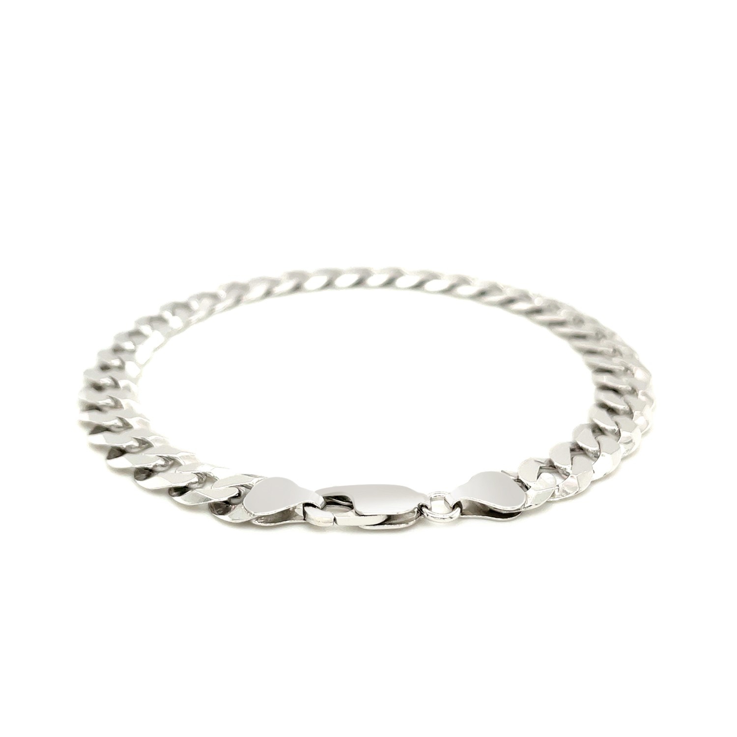 Bracelet 7,9 mm en argent sterling plaqué rhodium style gourmette