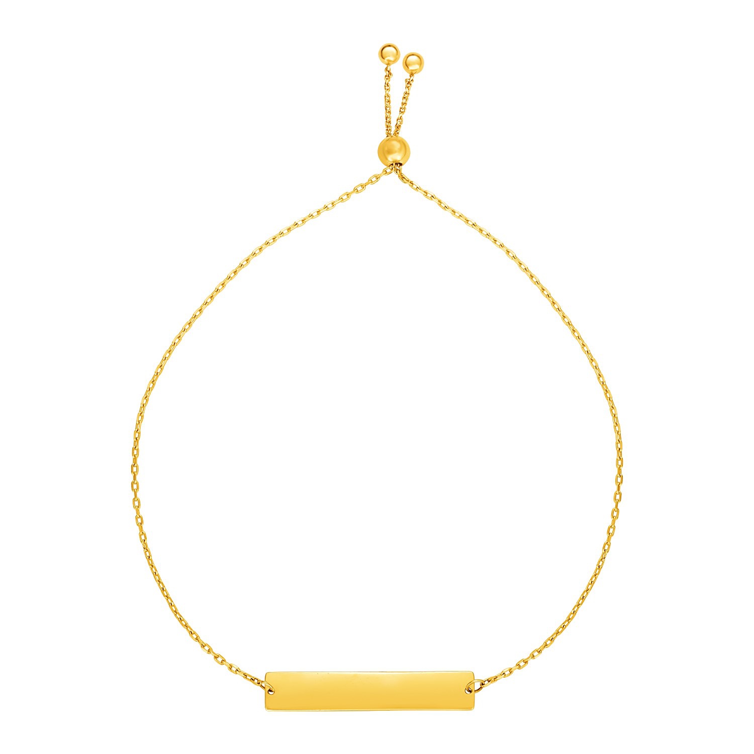 Bracelet ajustable avec barre brillante en or jaune 14k ct