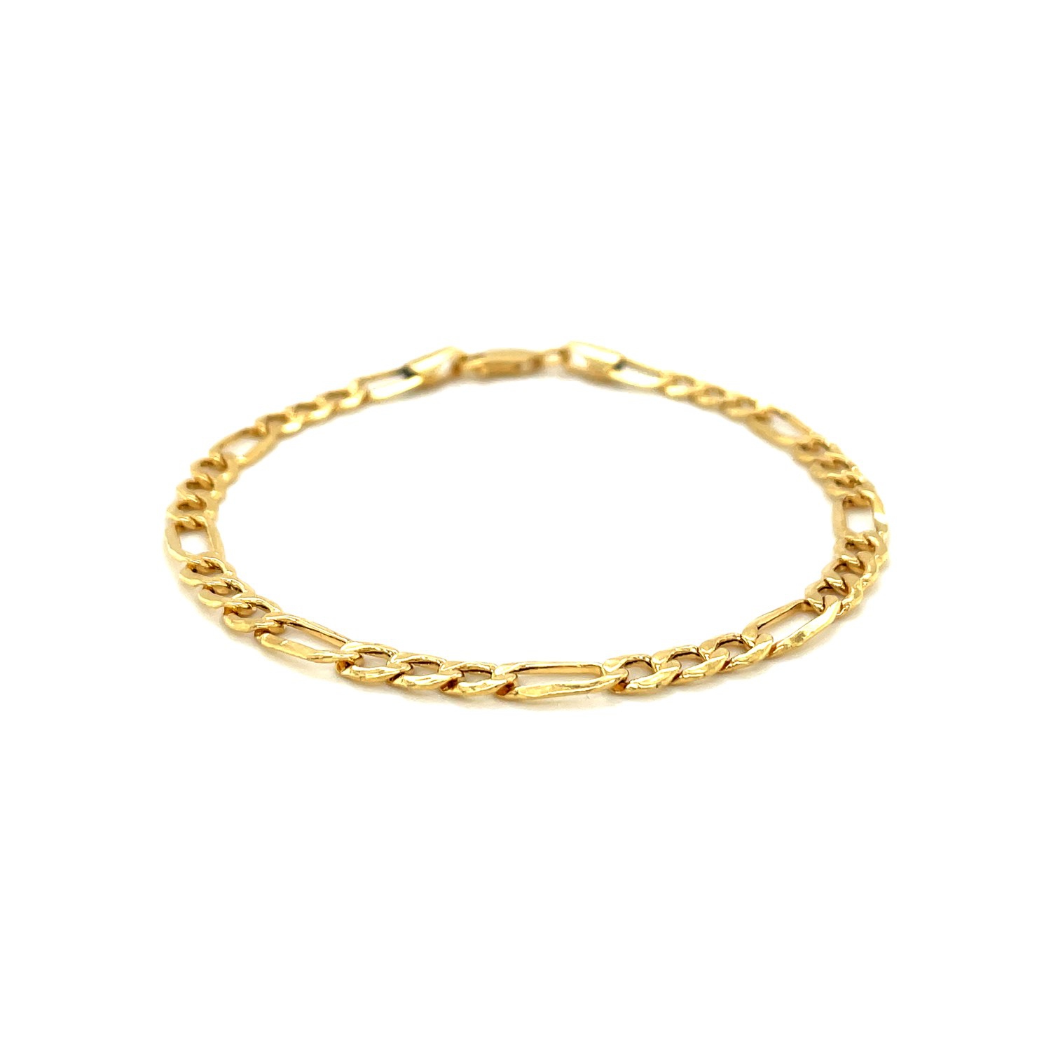 Bracelet Figaro léger en or jaune 14k ct d'4,6 mm
