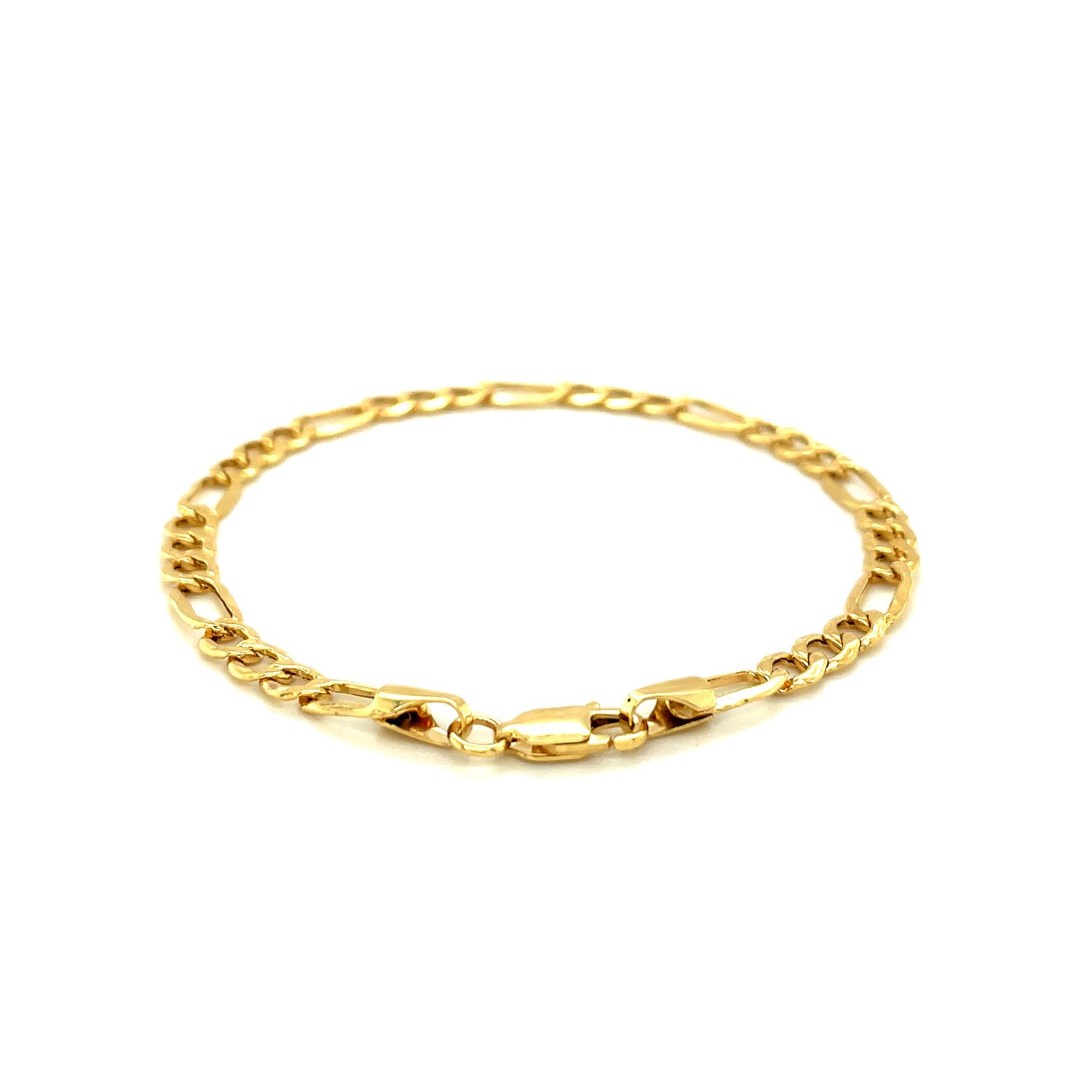 Bracelet Figaro léger en or jaune 14k ct d'4,6 mm