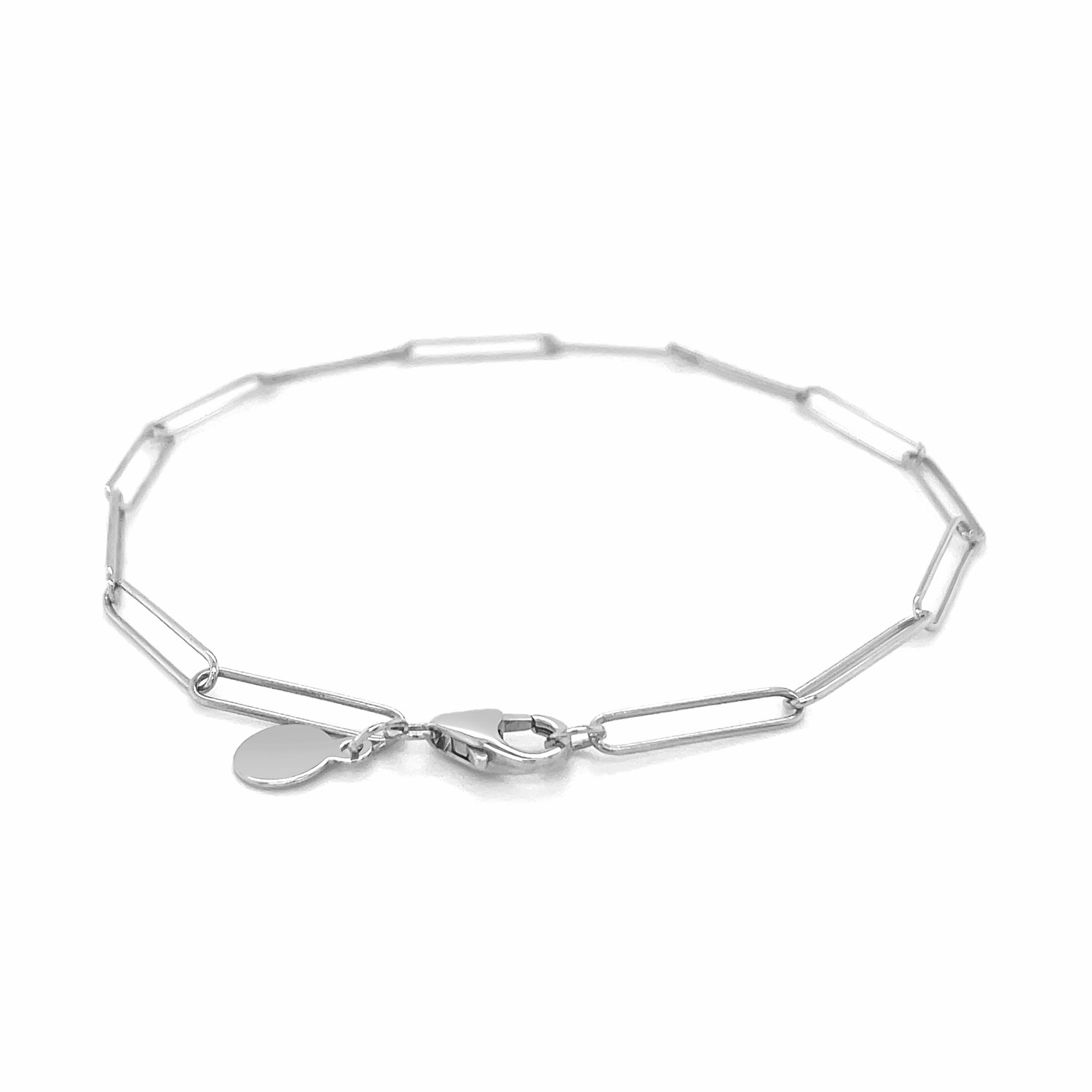 14k White Gold Wire Paperclip Bracelet