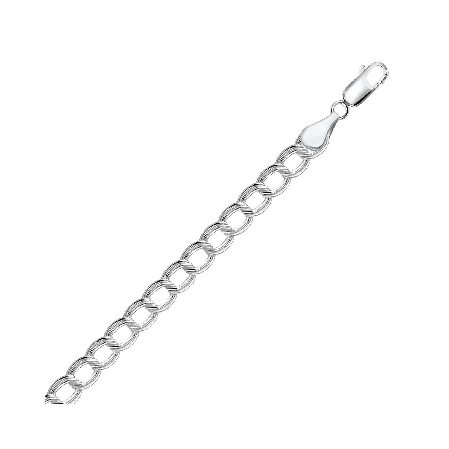 Bracelet en argent sterling à petites chaînes circulaires striées avec placage rhodium