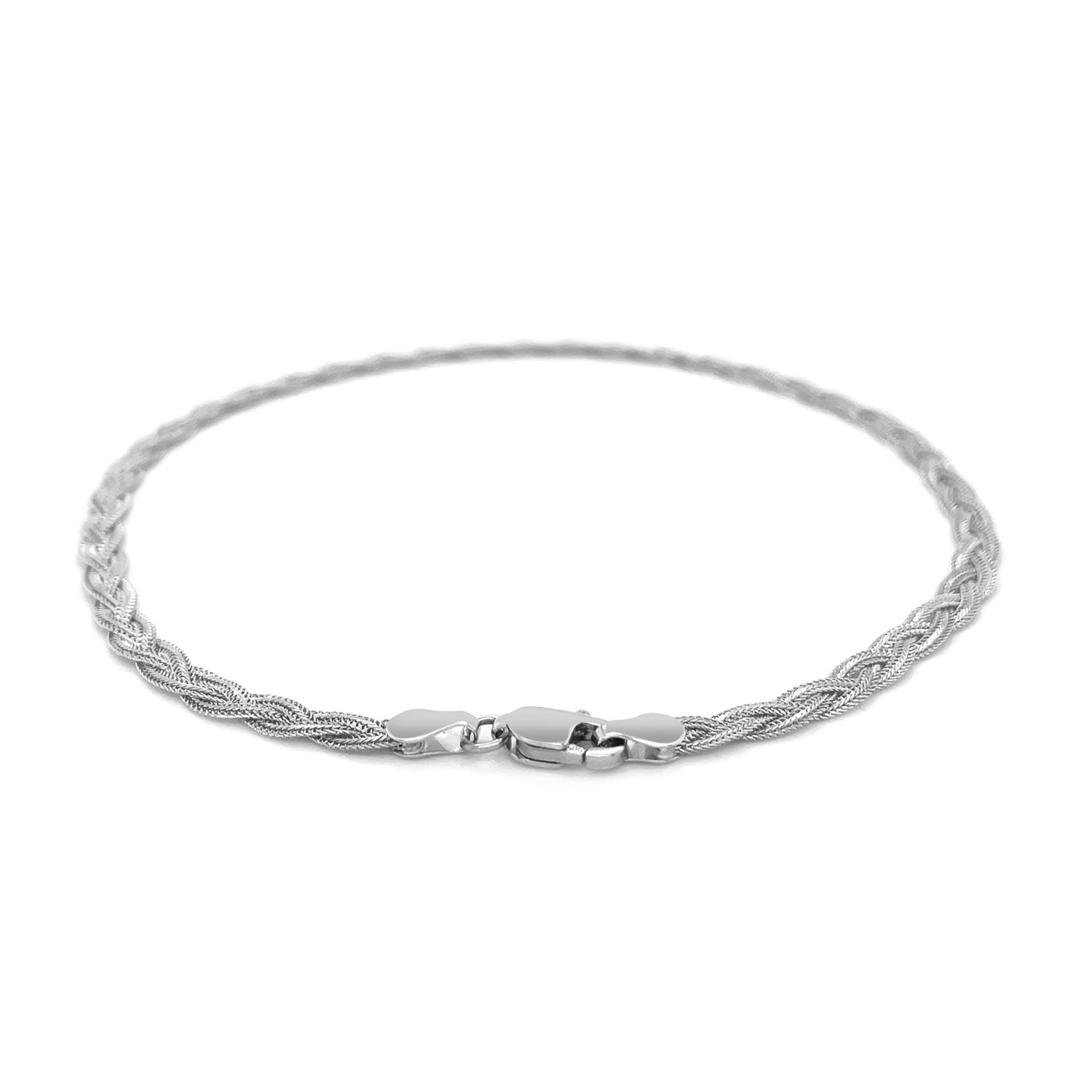 Bracelet tressé en or blanc 14k ct de 3,5 mm