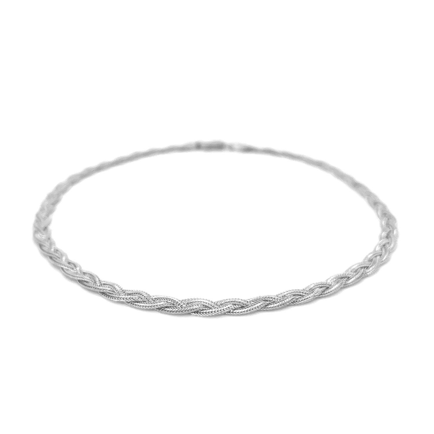 Bracelet tressé en or blanc 14k ct de 3,5 mm