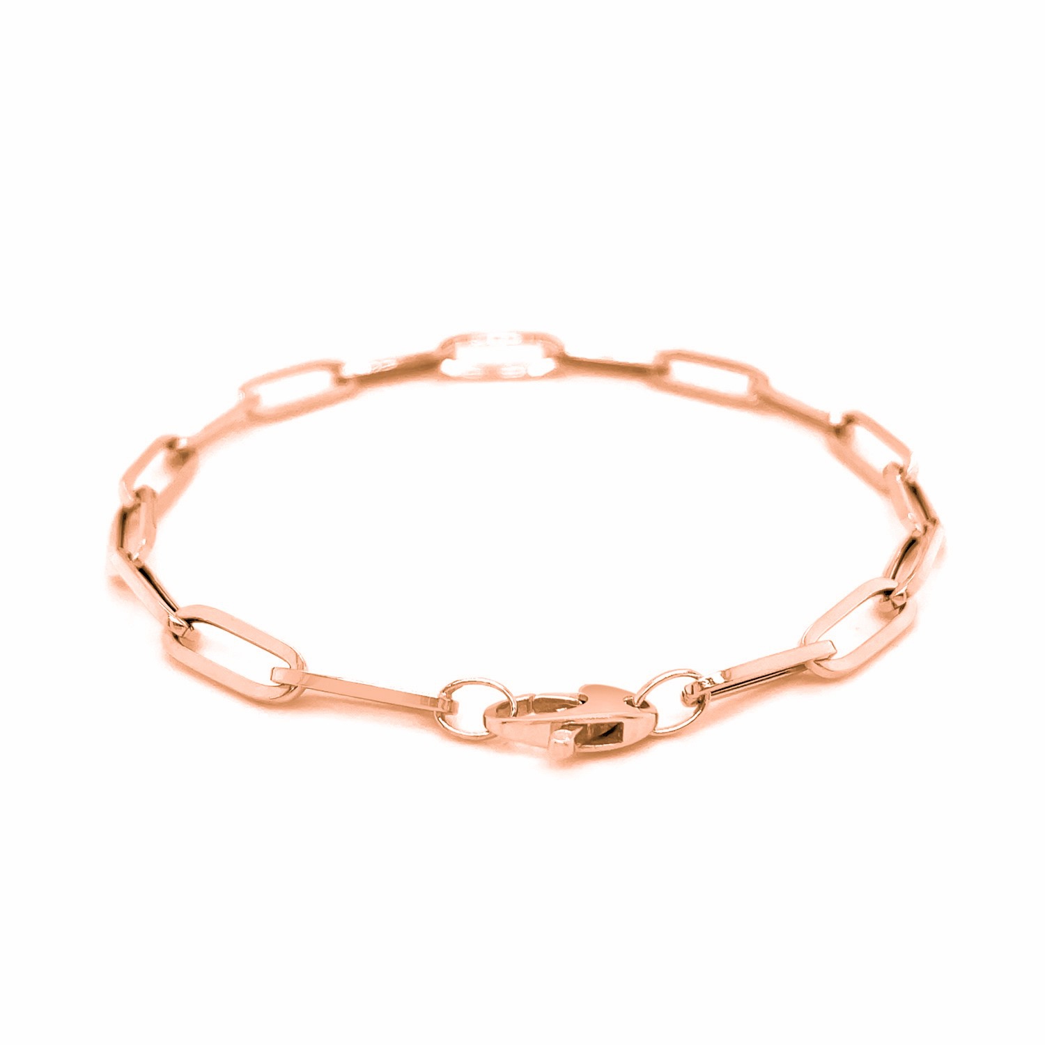 Bracelet en chaîne à trombones rose doré de 14K mm