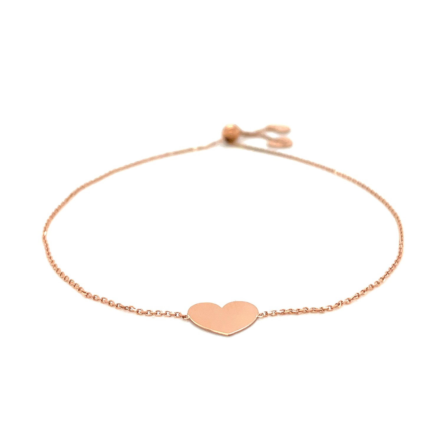 Bracelet ajustable en forme de coeur en or rose 14K ct