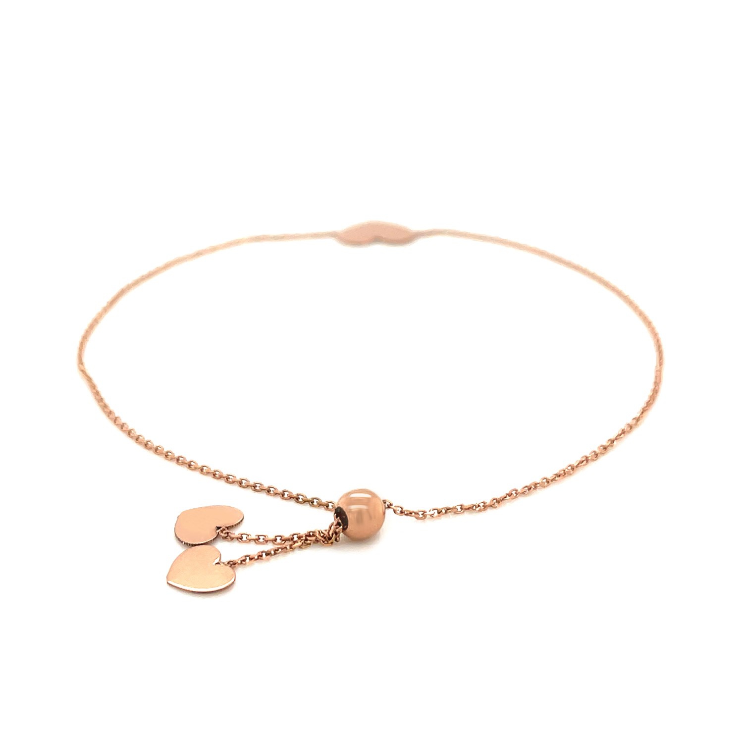 Bracelet ajustable en forme de coeur en or rose 14K ct