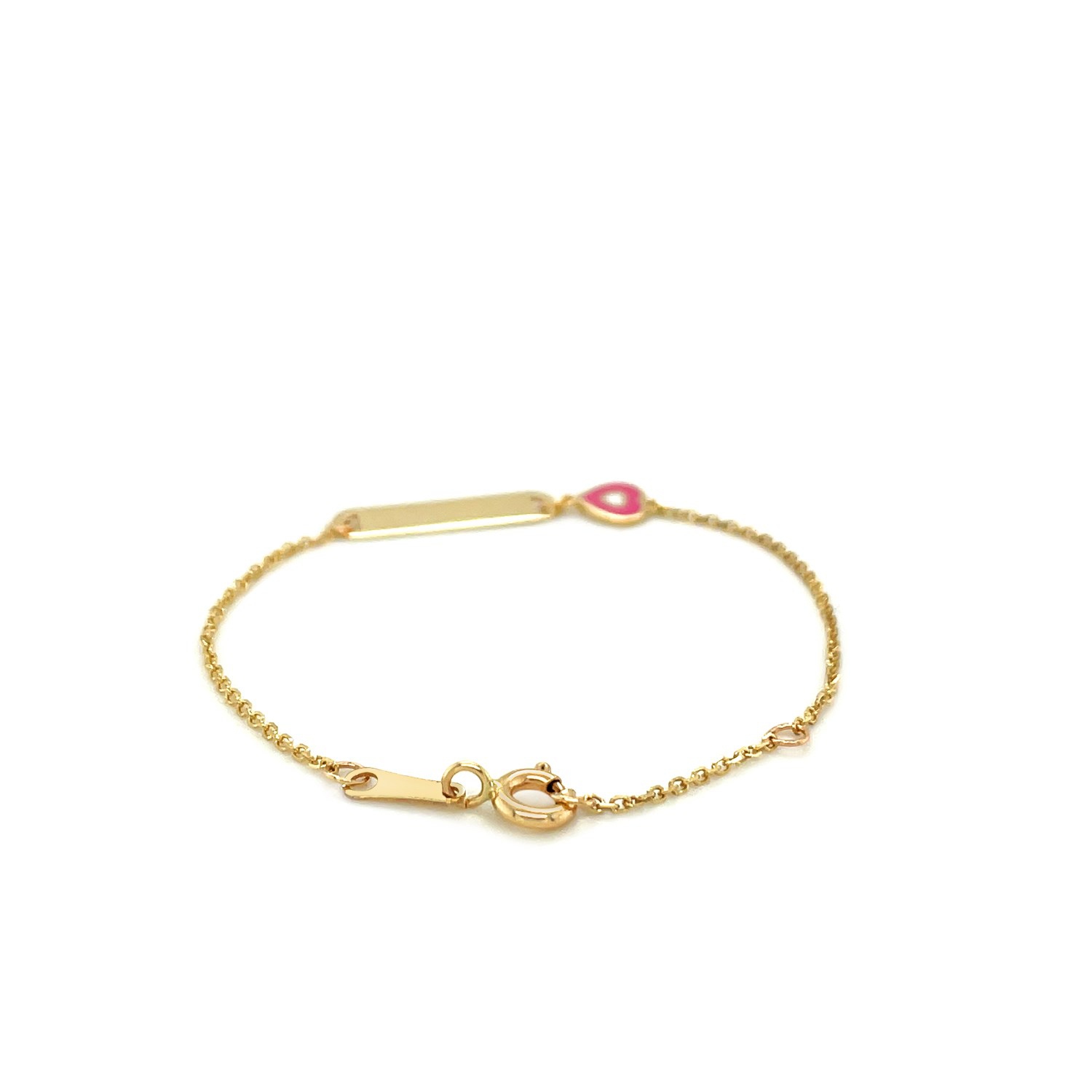 Bracelet pour enfants en or jaune 14K ct de 5 1&nbsp;mm/2&nbsp;po avec coeur émaillé