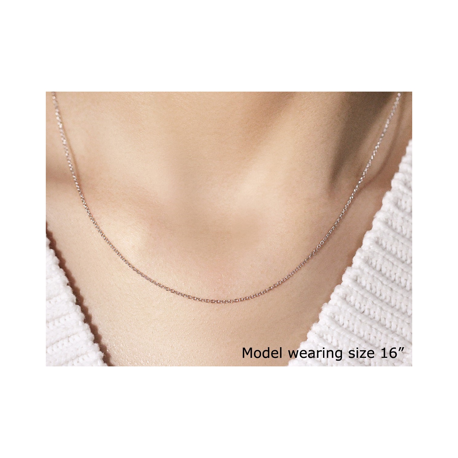 14k White Gold Round Cable Link Chain 1.1mm