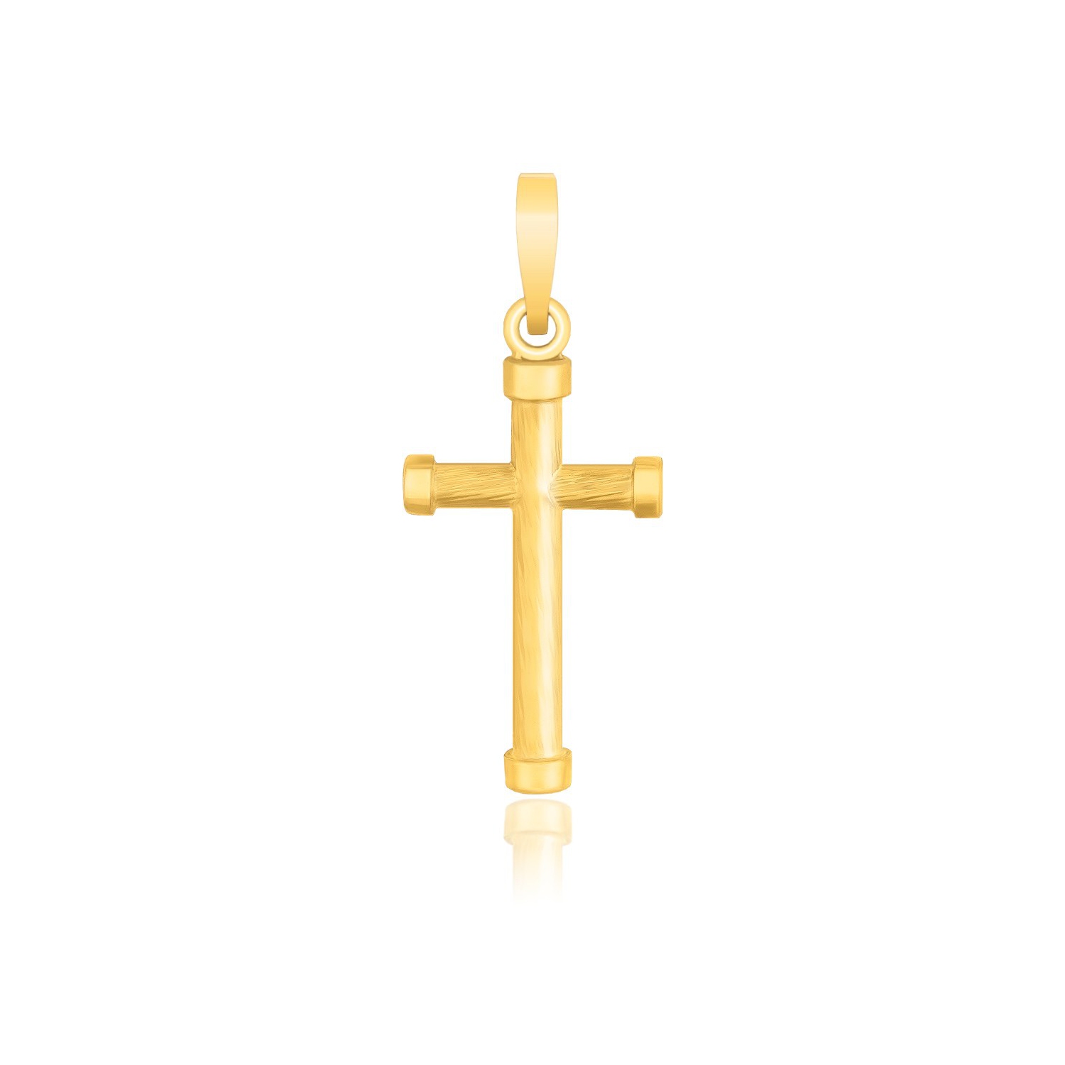 14k Yellow Gold Cross Pendant with Rounded Ends