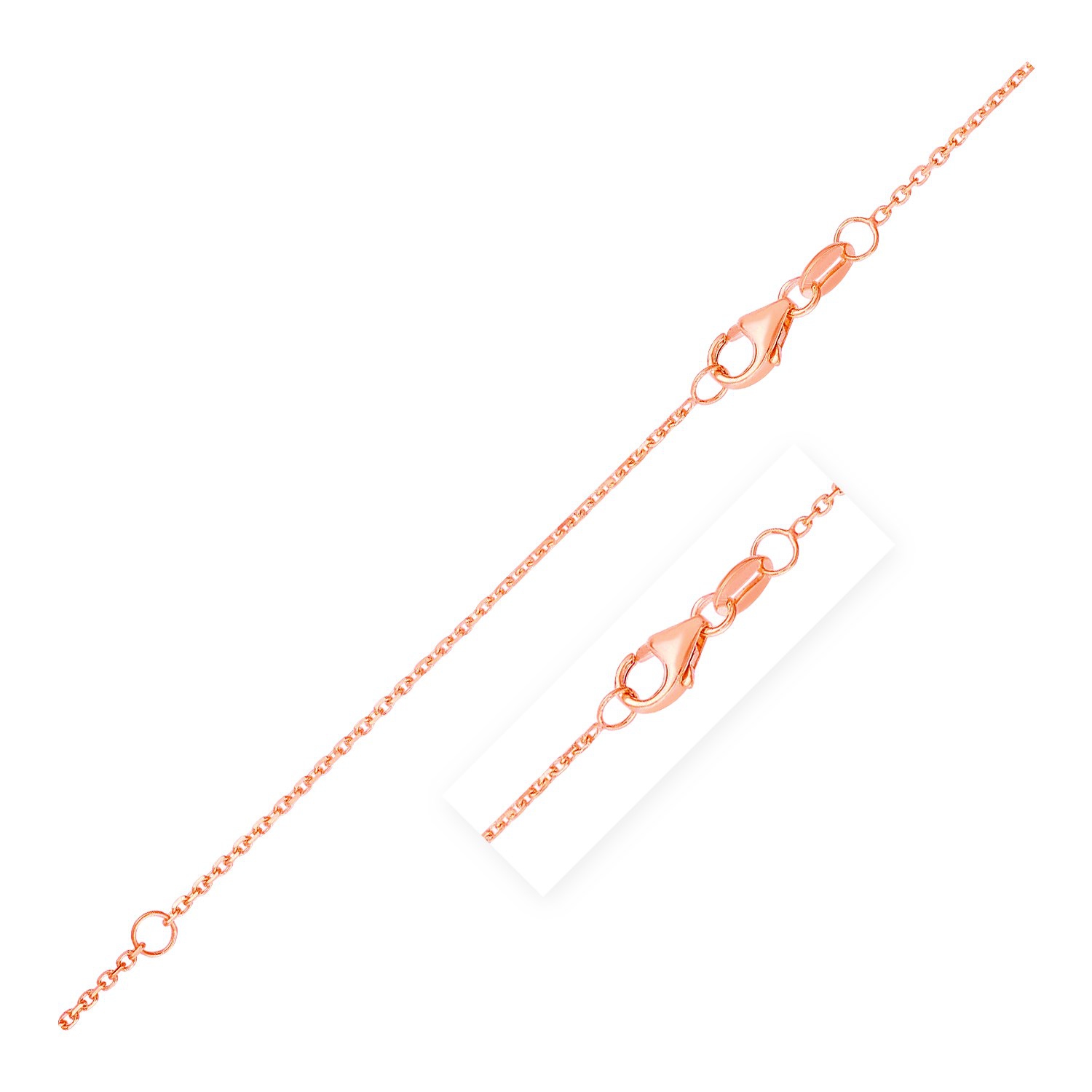 Double Extendable Diamond Cut Cable Chain in 14k Rose Gold