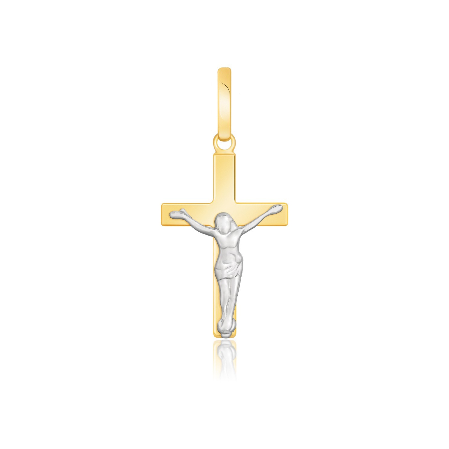 14k Two Tone Gold Crucifix Motif Pendant