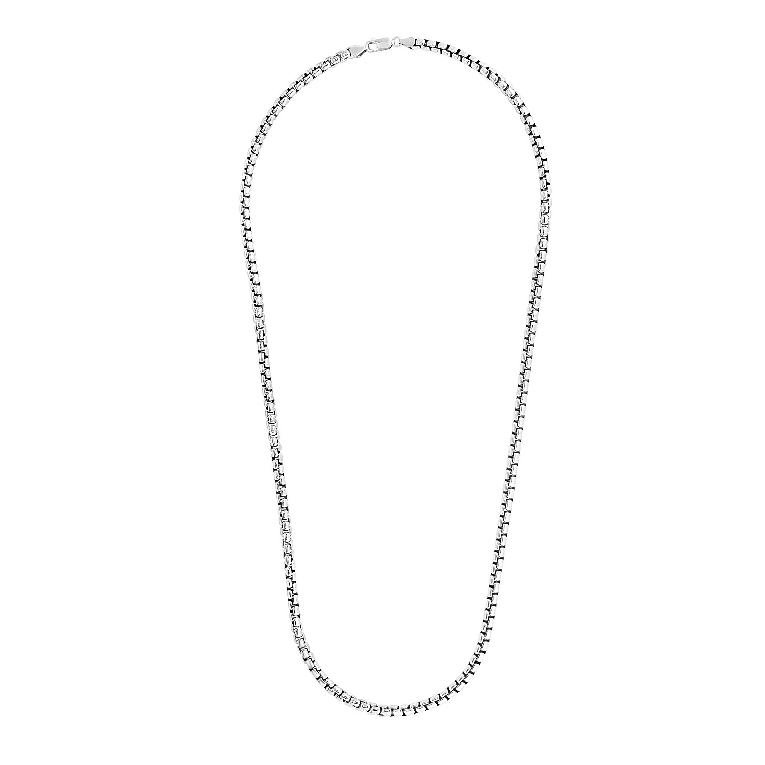 4.4mm Sterling Silver Rhodium Plated Round Box Chain