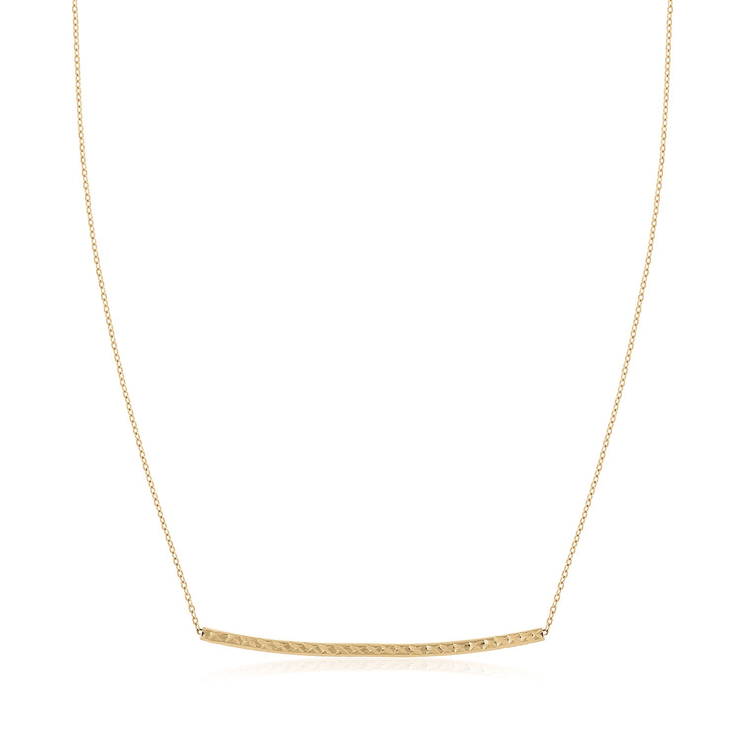 14k Yellow Gold Thin Textured Bar Necklace