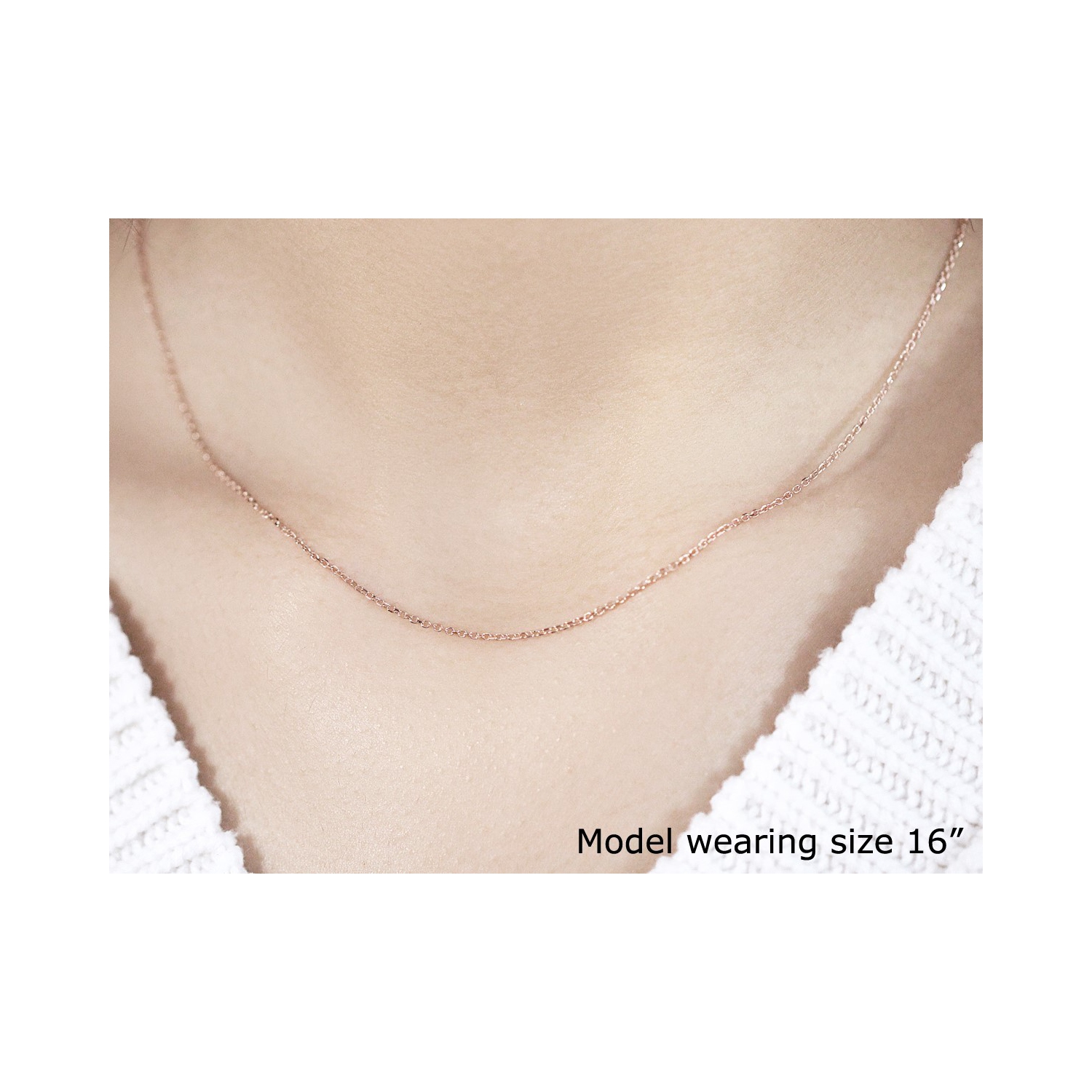 14k Rose Gold Diamond Cut Cable Link Chain 1.1mm