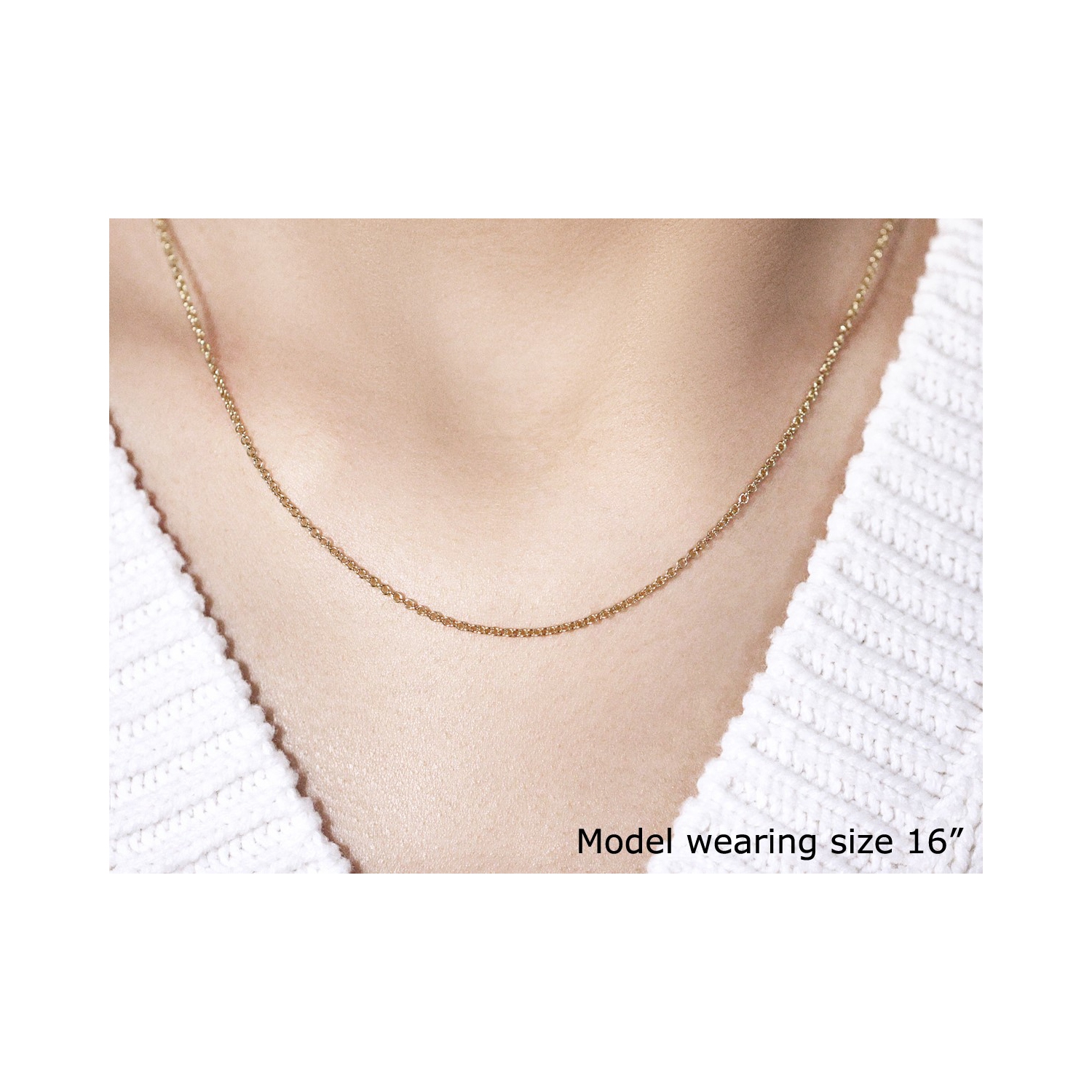 14k Yellow Gold Round Cable Link Chain 1.5mm