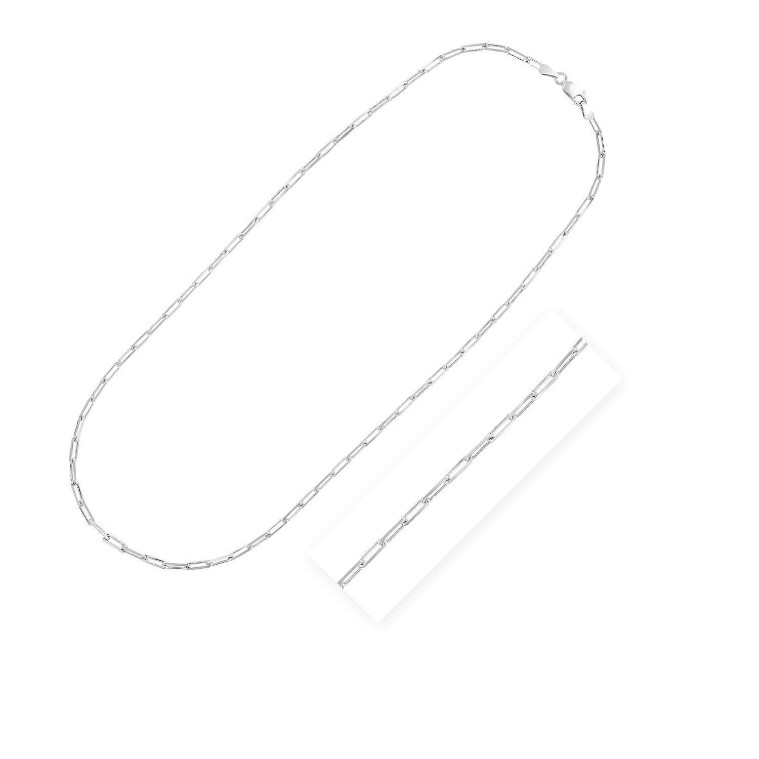 Sterling Silver Rhodium Plated Paperclip Chain