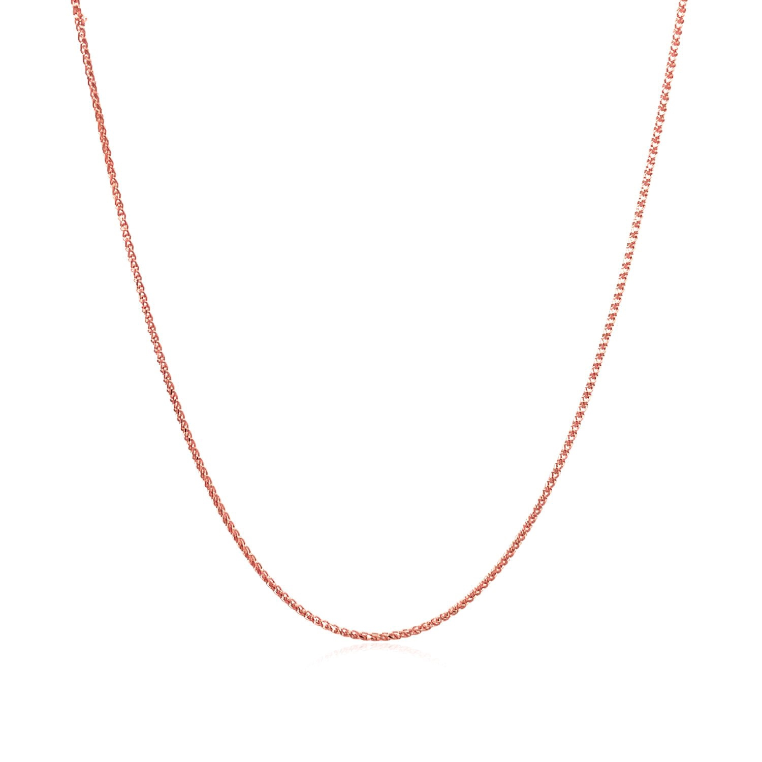 14k Rose Gold Diamond Cut Round Wheat Chain 0.6mm