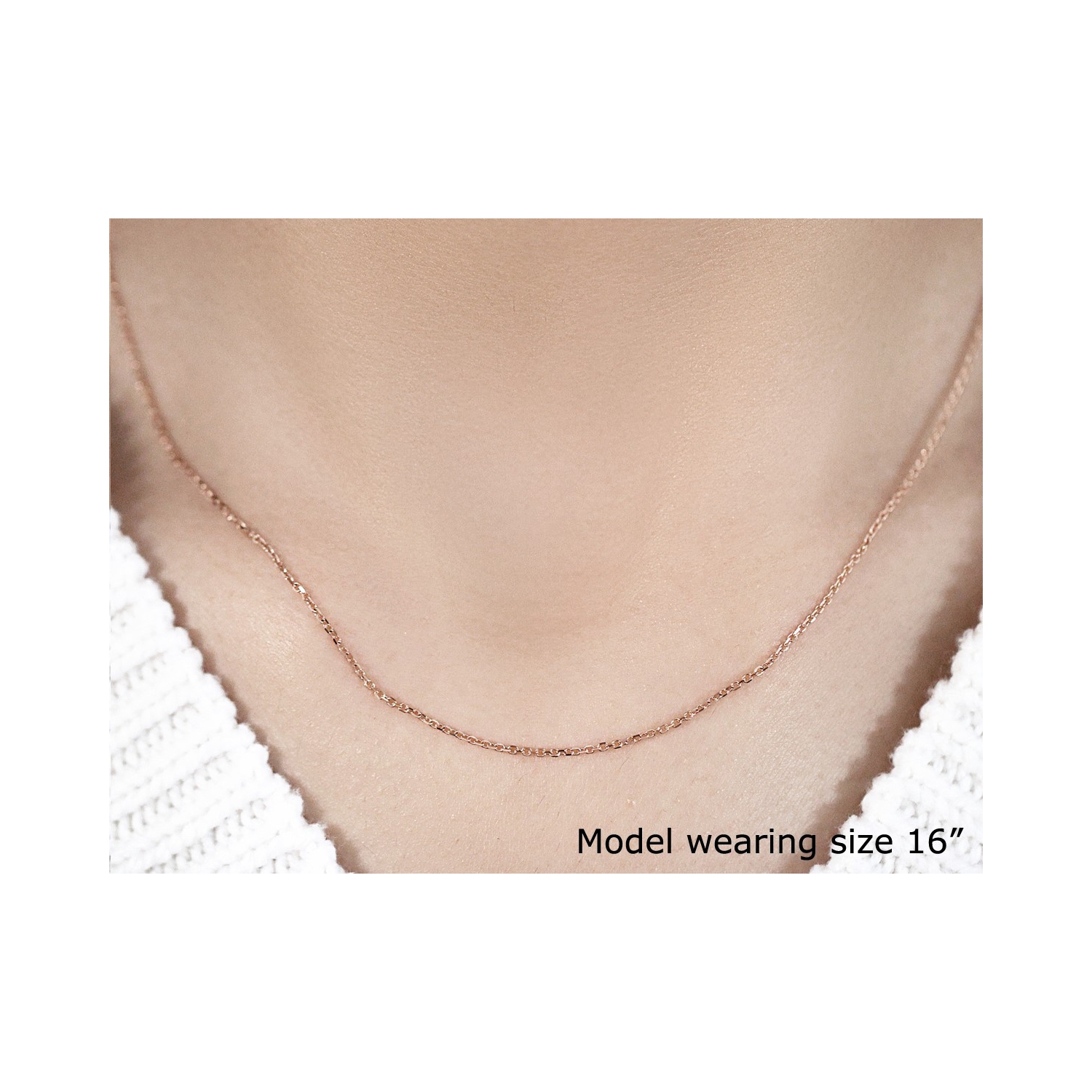 14k Rose Gold Diamond Cut Cable Link Chain 1.1mm