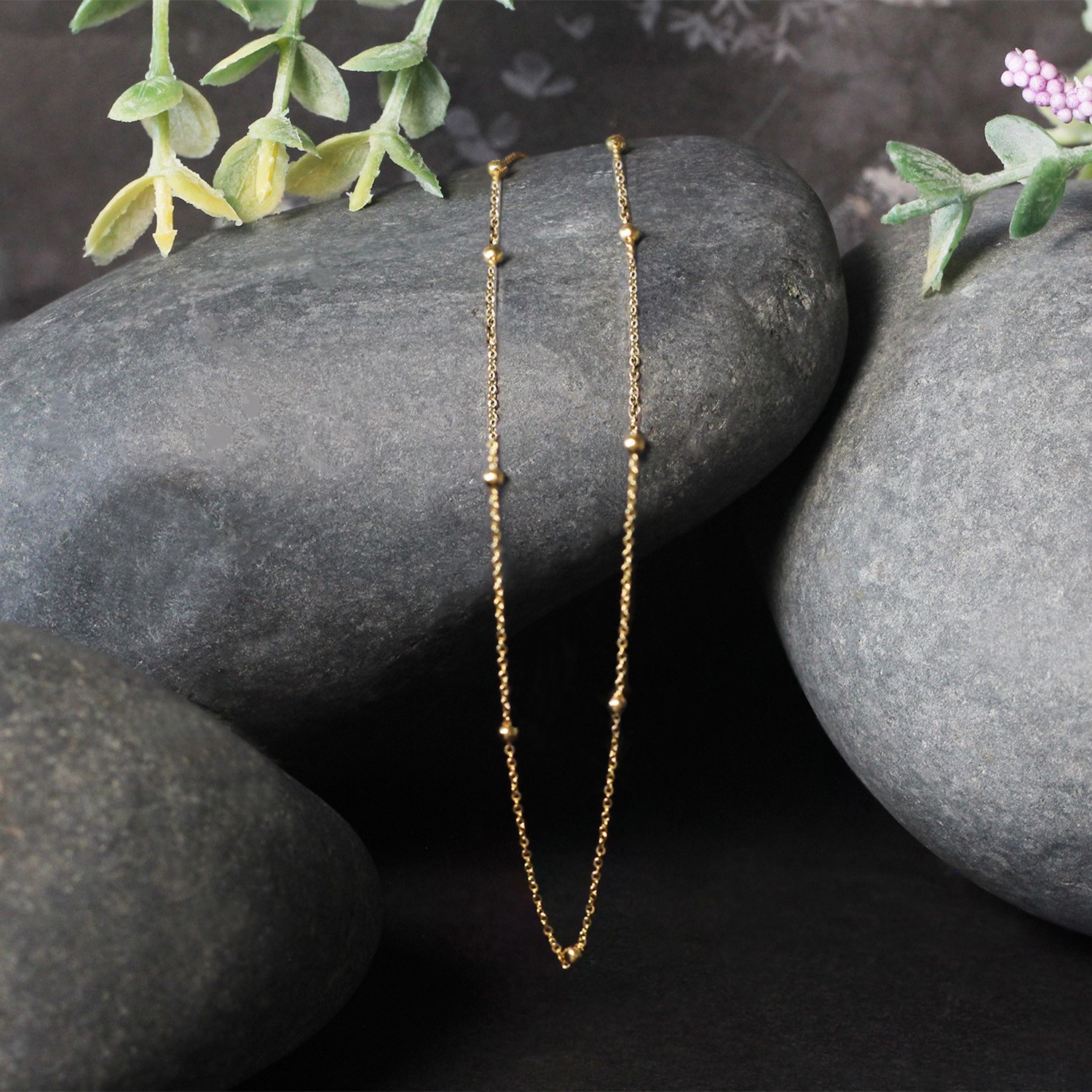 Bead Links Saturn Chain in 14k Yellow Gold