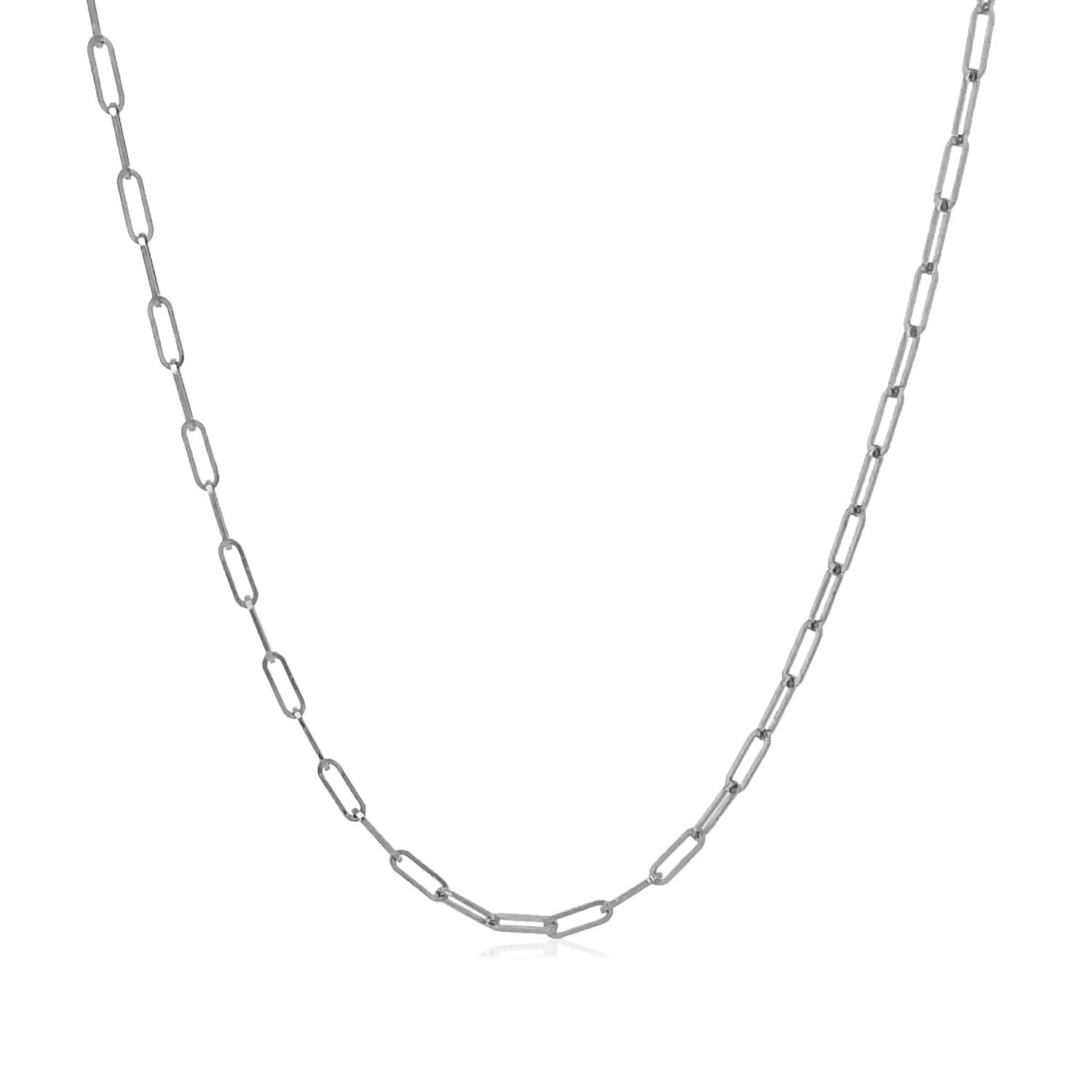 14K White Gold Fine Paperclip Chain
