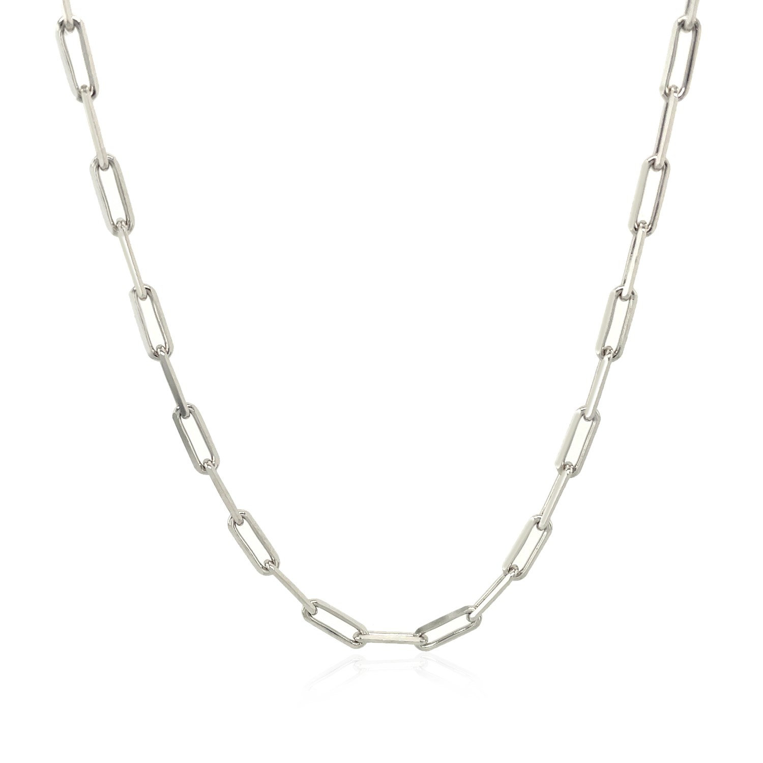 Sterling Silver Rhodium Plated Paperclip Chain