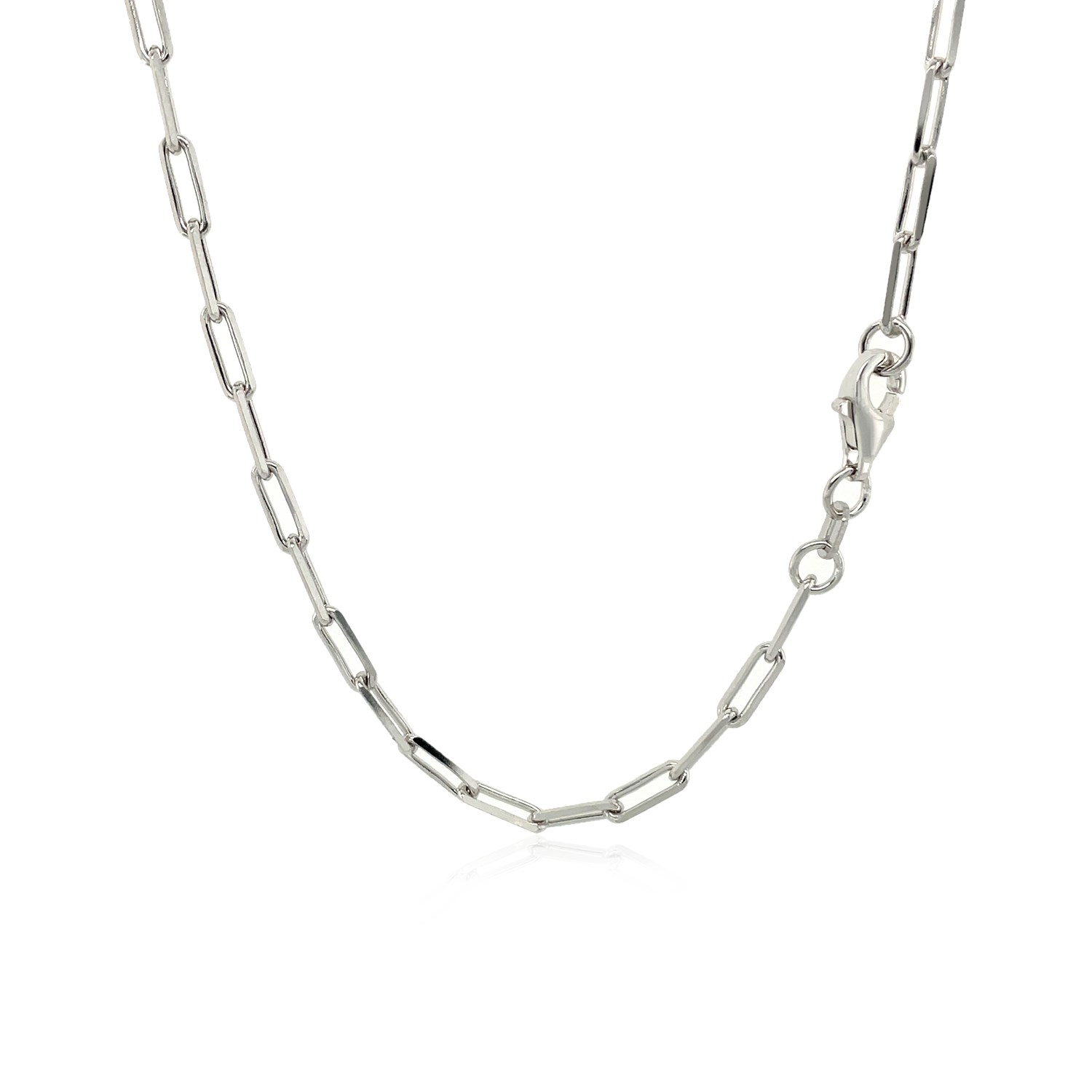 Sterling Silver Rhodium Plated Paperclip Chain