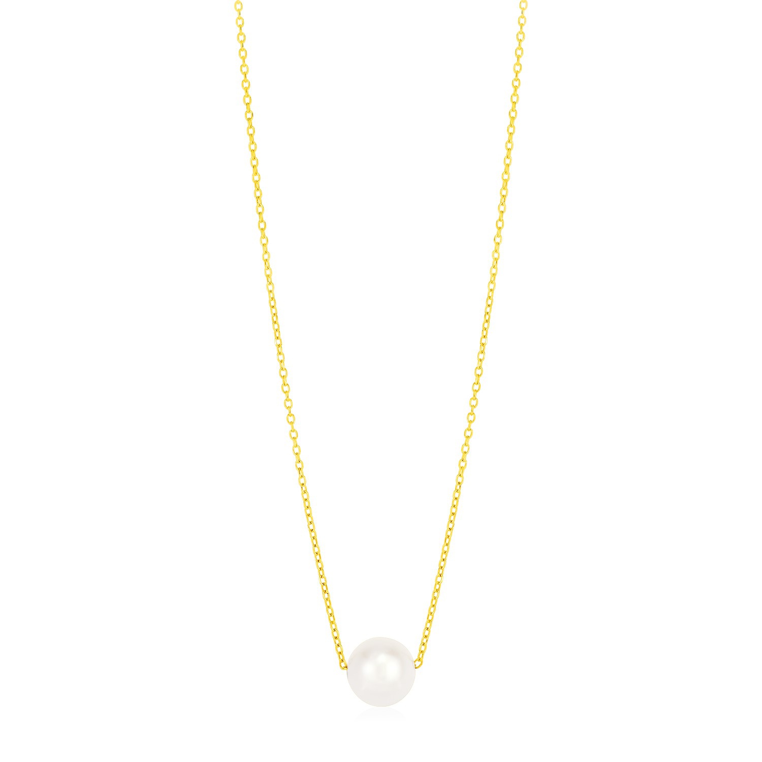 14k Yellow Gold Pearl Solitaire Necklace