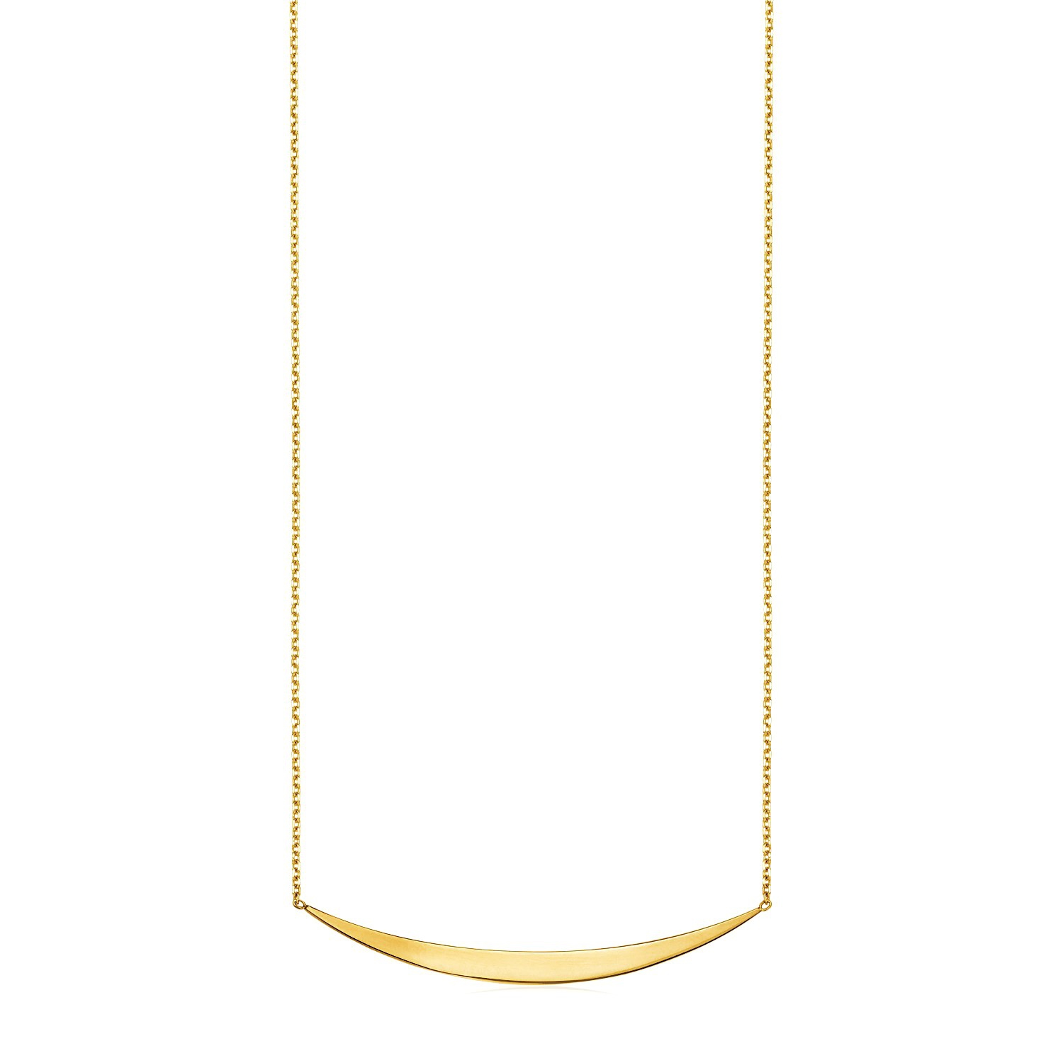 14k Yellow Gold Necklace with Polished Curved Bar Pendant