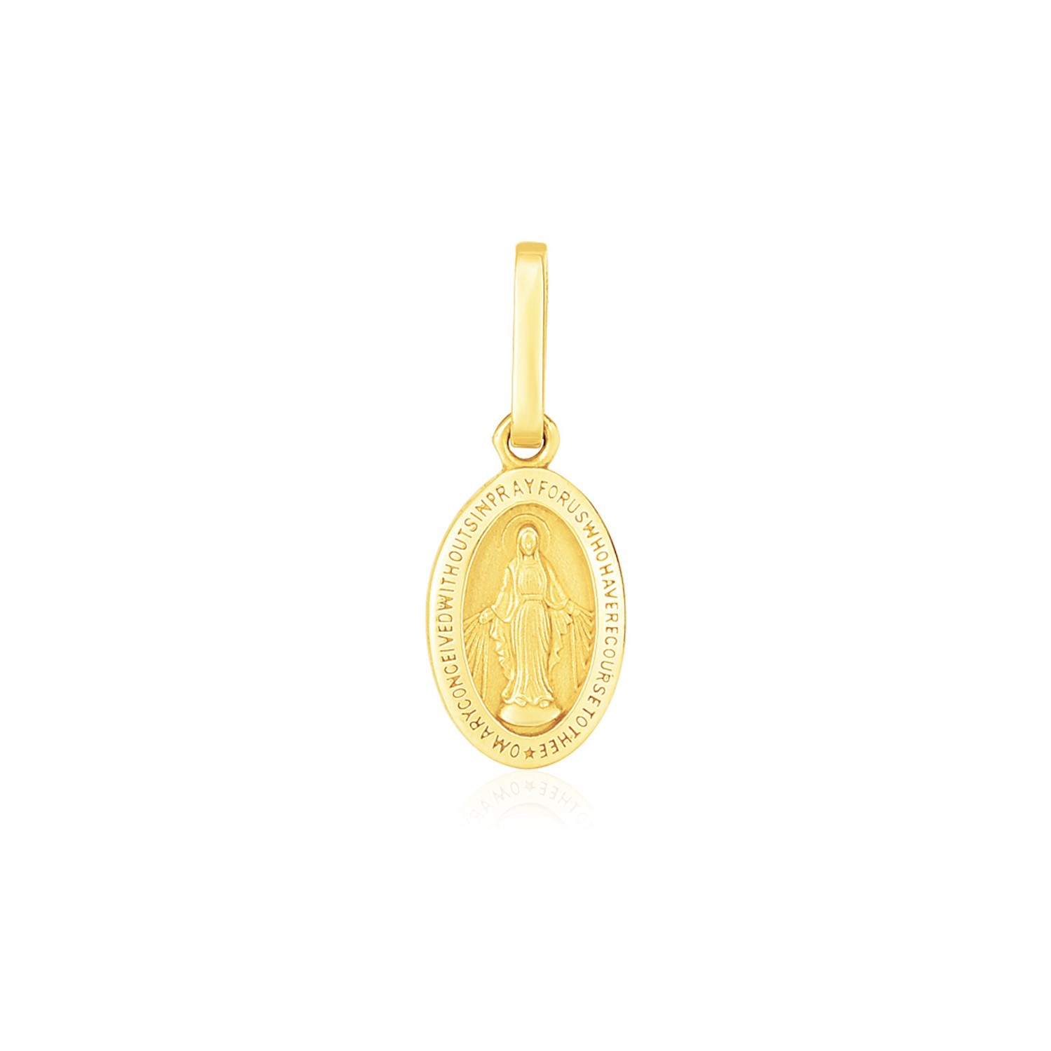 14k Yellow Gold Oval Religious Medal Pendant