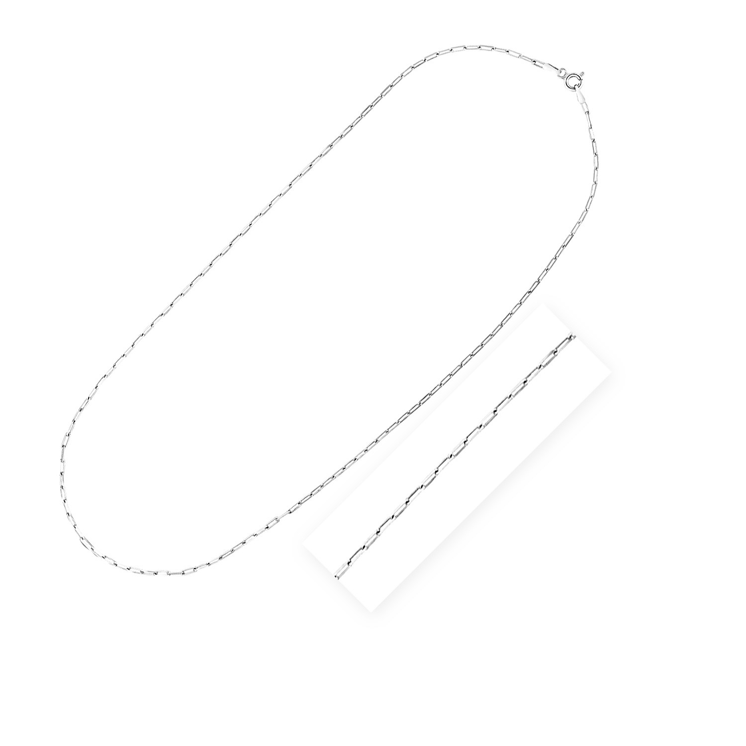 Sterling Silver Rhodium Plated Paperclip Chain