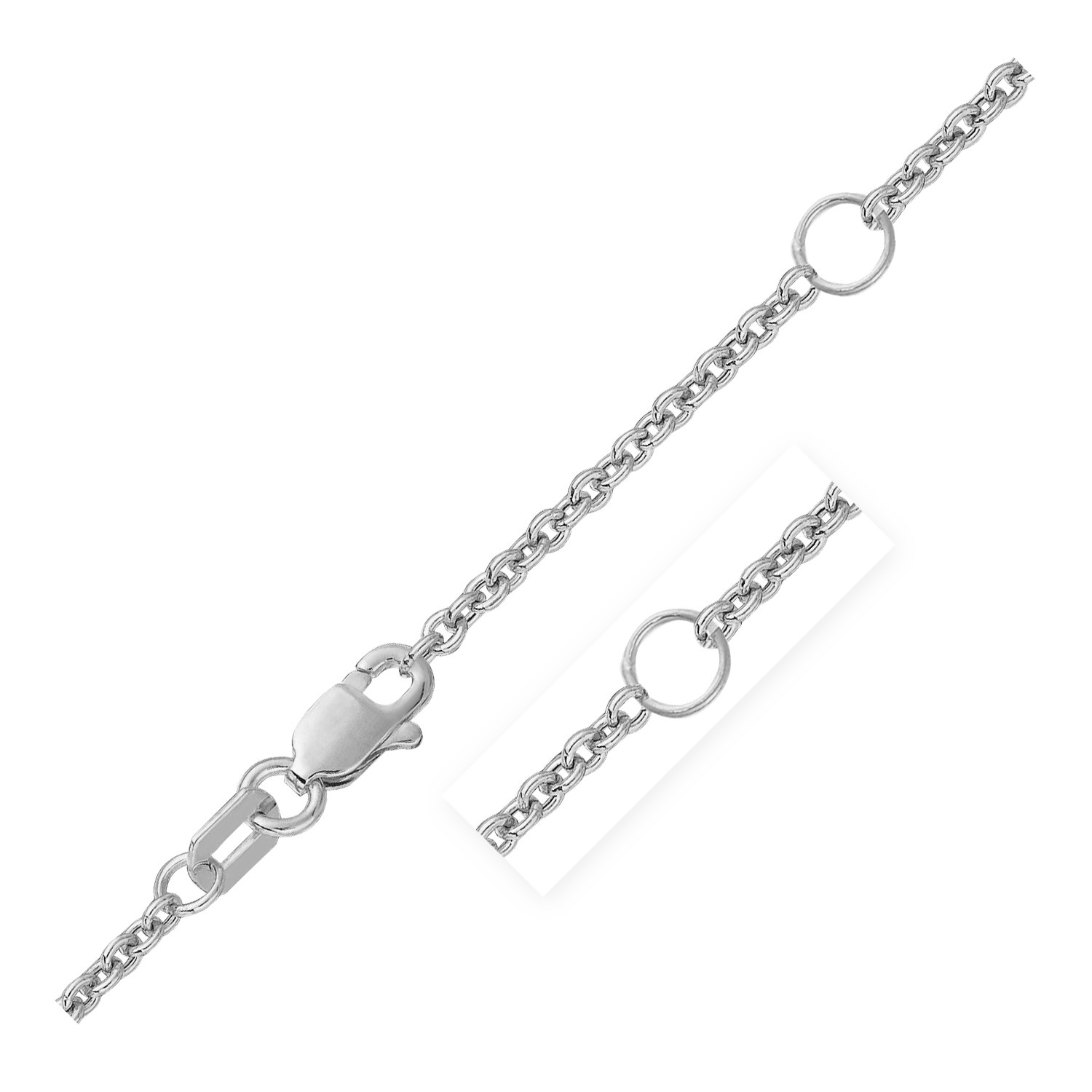 Double Extendable Cable Chain in 14k White Gold