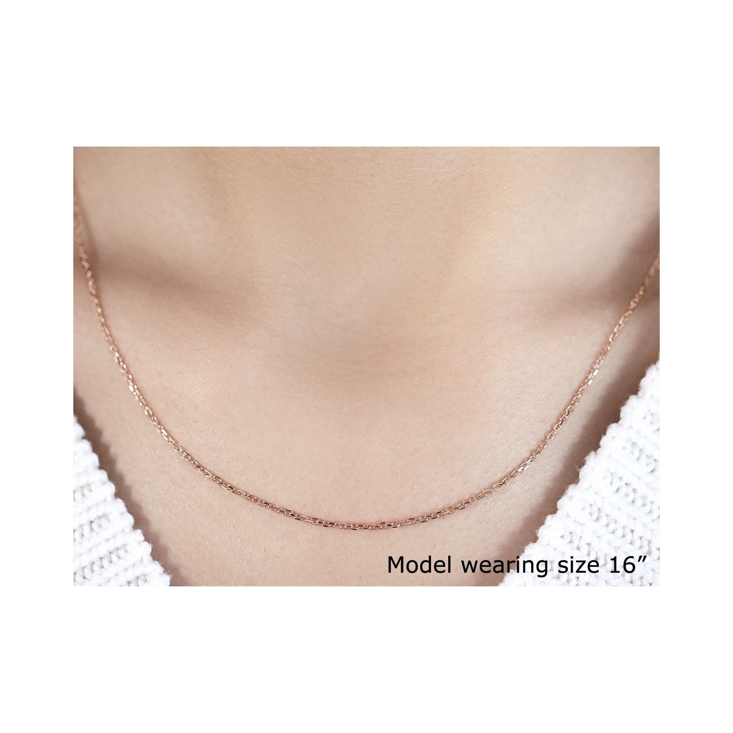 14k Rose Gold Diamond Cut Cable Link Chain 1.3mm