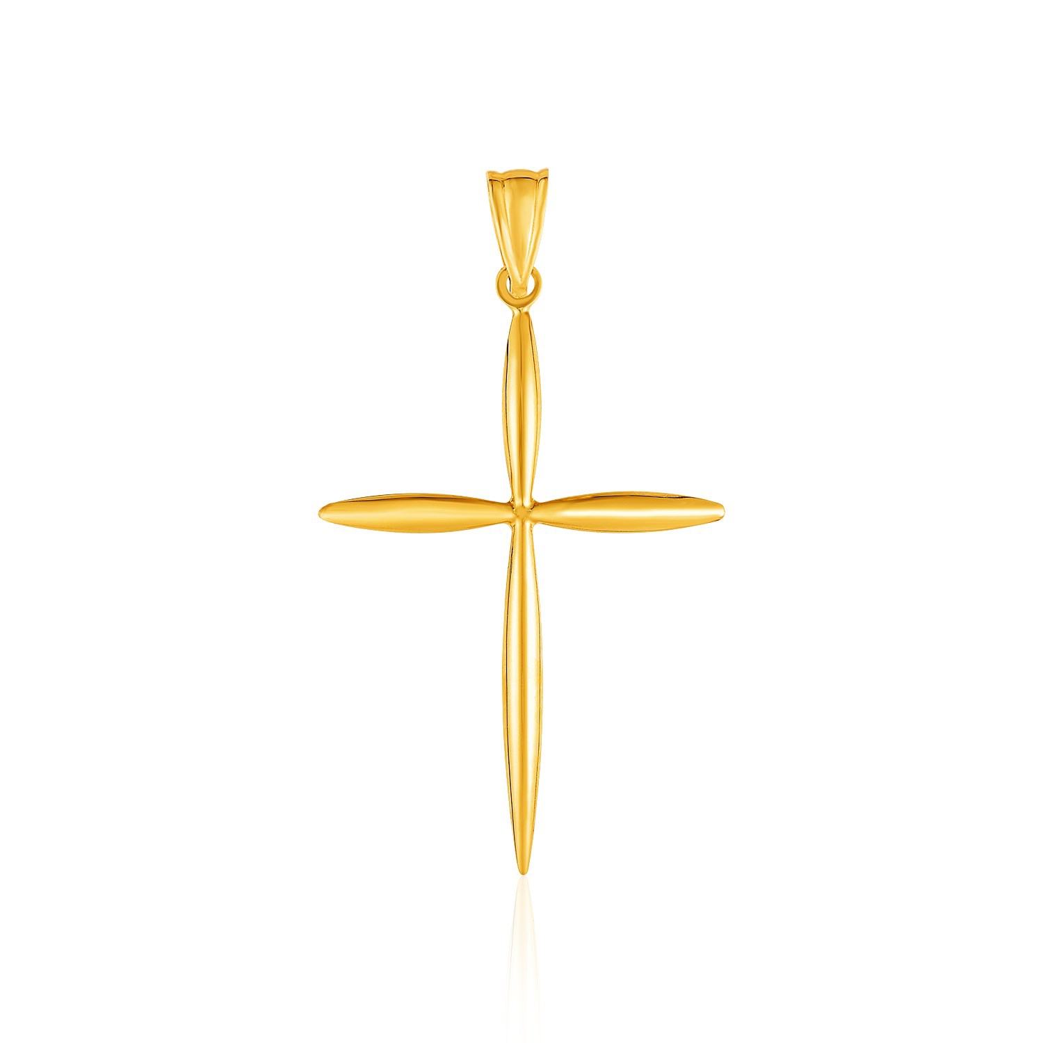 Pendentif en forme de croix arrondie et pointue en or jaune 14K ct