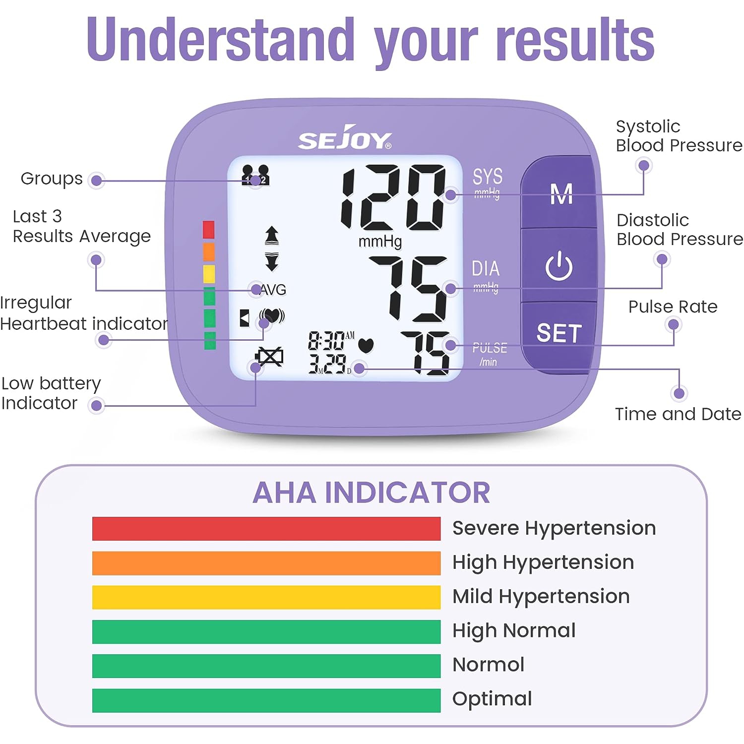 Sejoy Upper Arm Blood Pressure Monitor, Automatic BP Machine