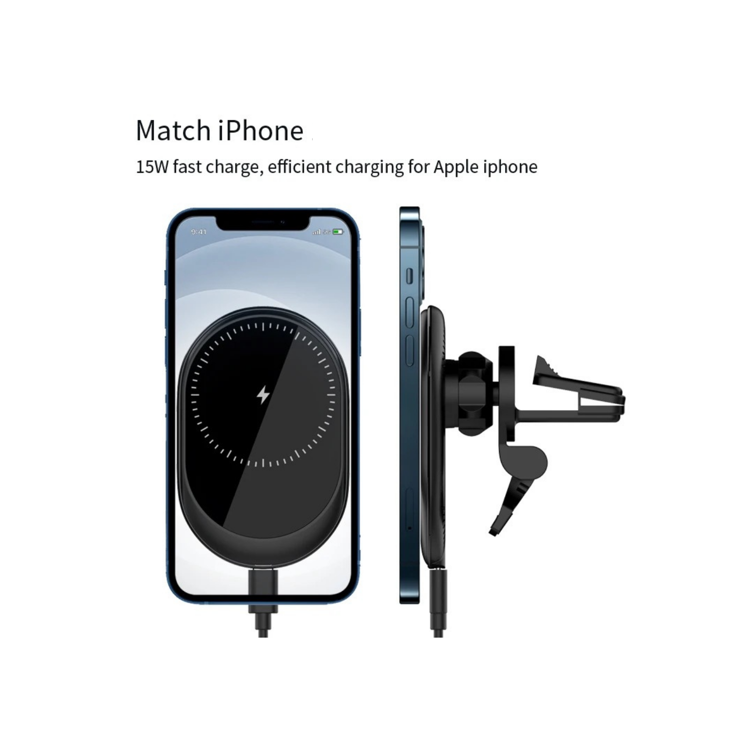 TUTT 15W Qi Magnetic Wireless Car Phone Holder Charger 360° Adjustable Strong Magnetic Compatible with iPhone 15 14 13 12 Pro Plus Max Mini