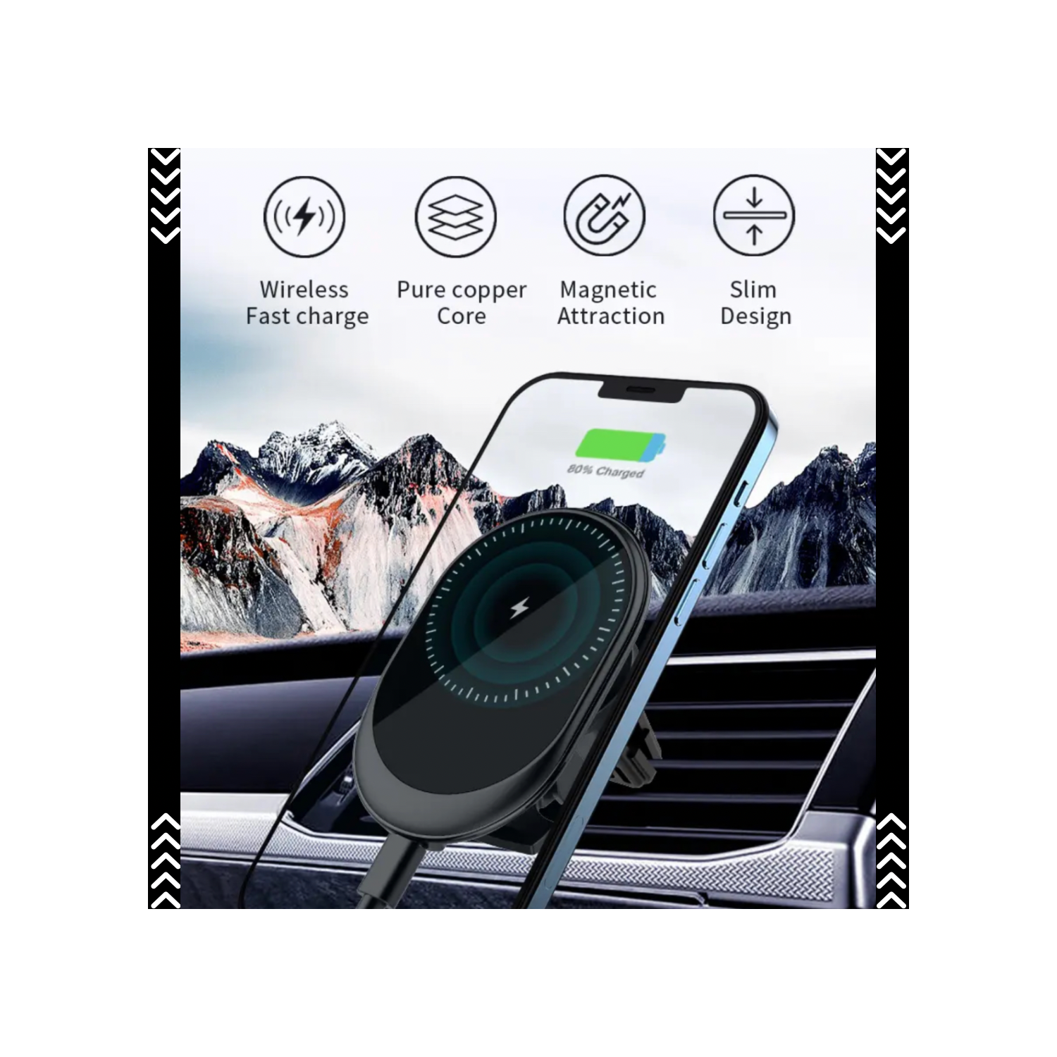 TUTT 15W Qi Magnetic Wireless Car Phone Holder Charger 360° Adjustable Strong Magnetic Compatible with iPhone 15 14 13 12 Pro Plus Max Mini