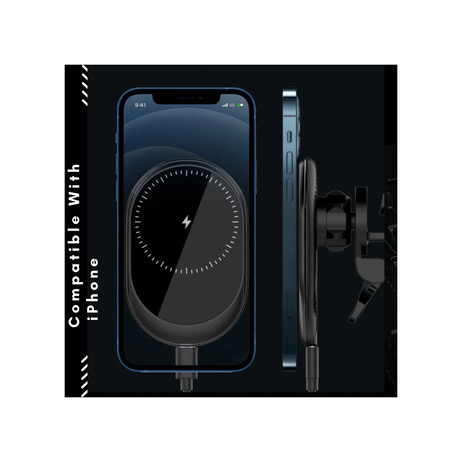 TUTT 15W Qi Magnetic Wireless Car Phone Holder Charger 360° Adjustable Strong Magnetic Compatible with iPhone 15 14 13 12 Pro Plus Max Mini