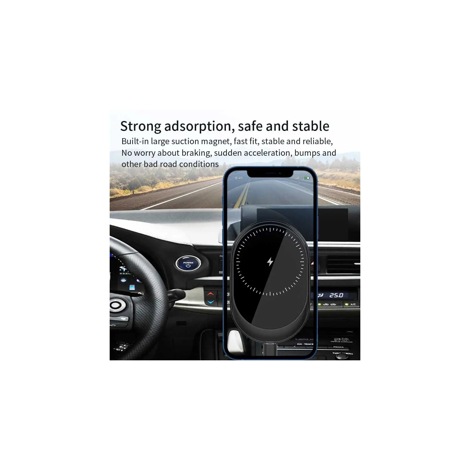 TUTT 15W Qi Magnetic Wireless Car Phone Holder Charger 360° Adjustable Strong Magnetic Compatible with iPhone 15 14 13 12 Pro Plus Max Mini