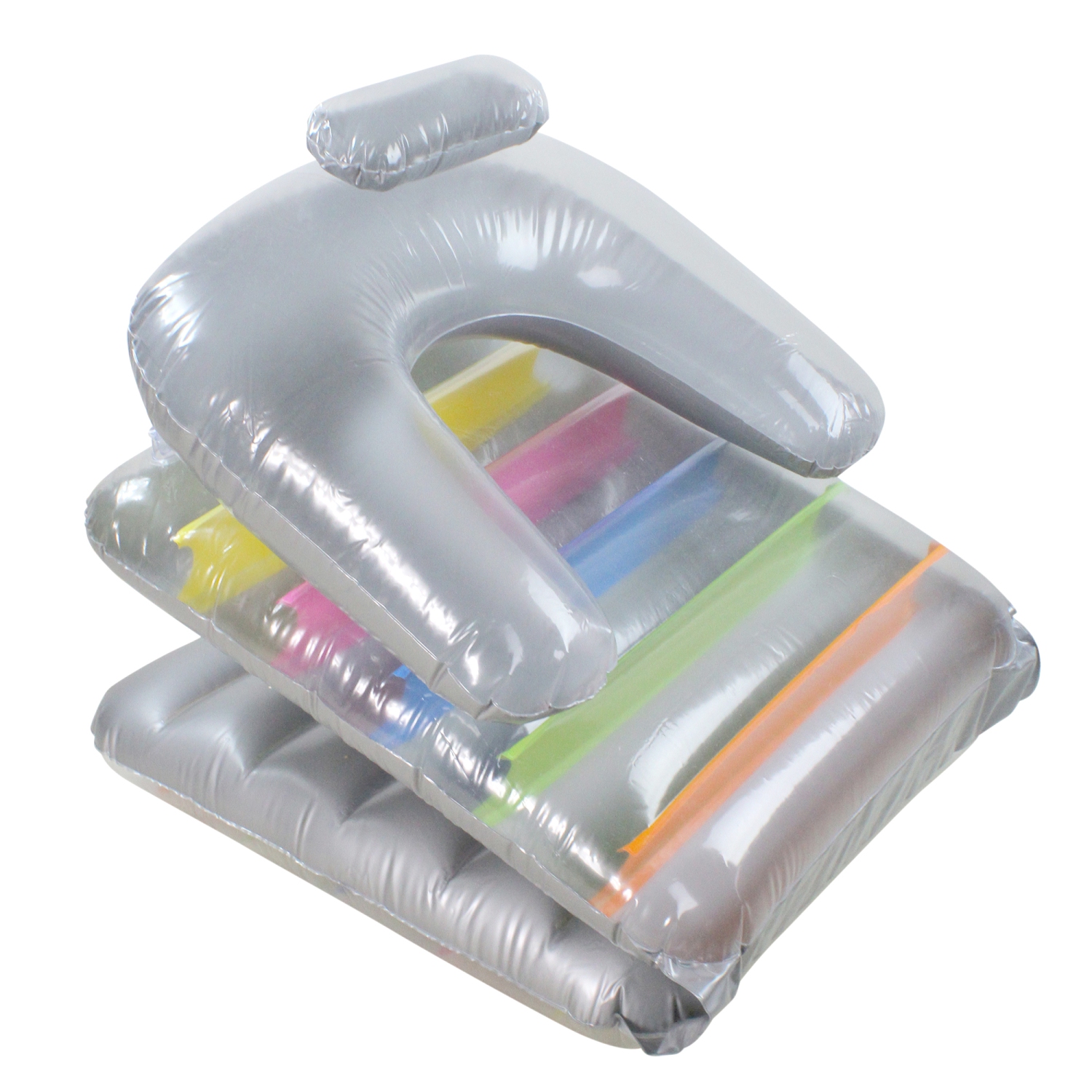 Inflatable Gray Folding Swimming Pool Chaise Lounge, 75-Inch